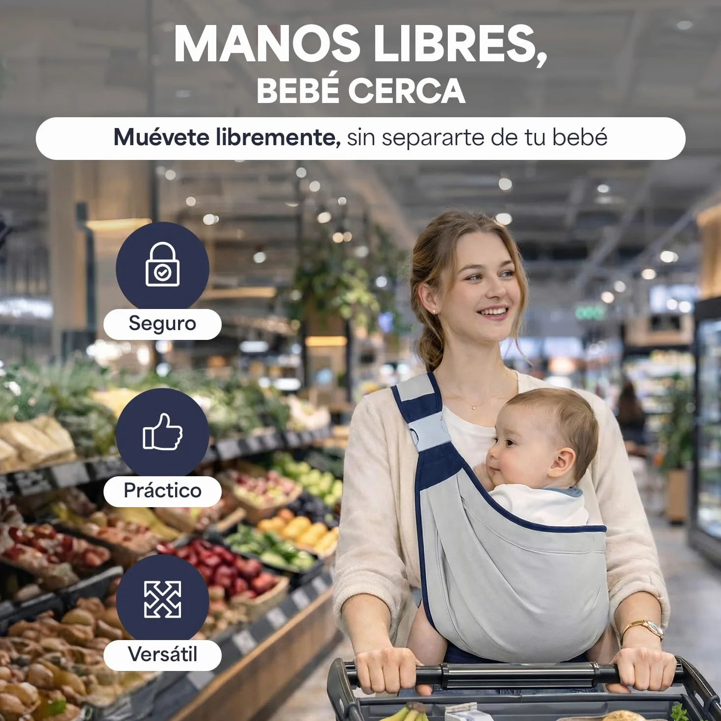 Portabebe Fular Portabebe con Cierre Reforzado de Seguridad y Diseño Ergonómico para 0-36 Meses