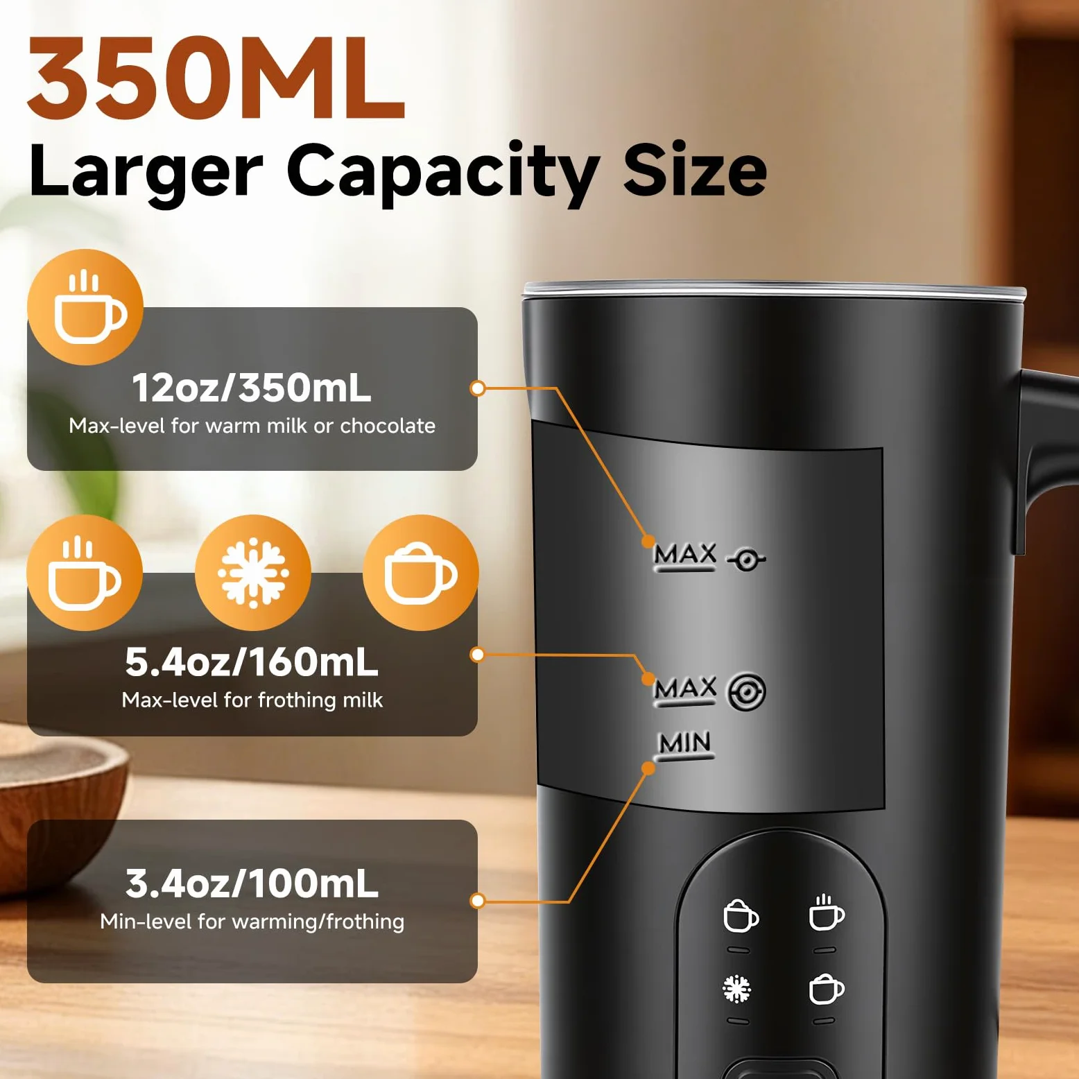 Espumador de leche eléctrico 4 en 1, espumador portátil de mano para bebidas frías y calientes