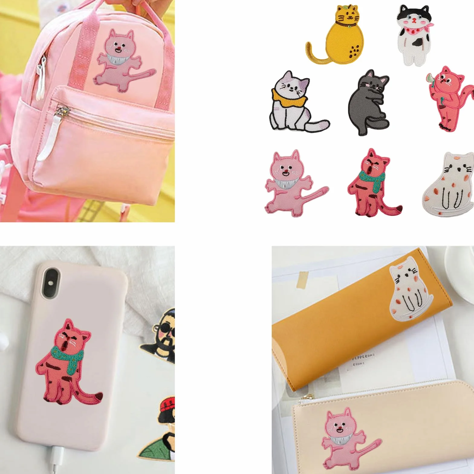 Parches de Tela con temática de Gatos, Bordados, Apliques, reparación, Costura, Suministros para Decorar, Accesorios de Prendas Bordados