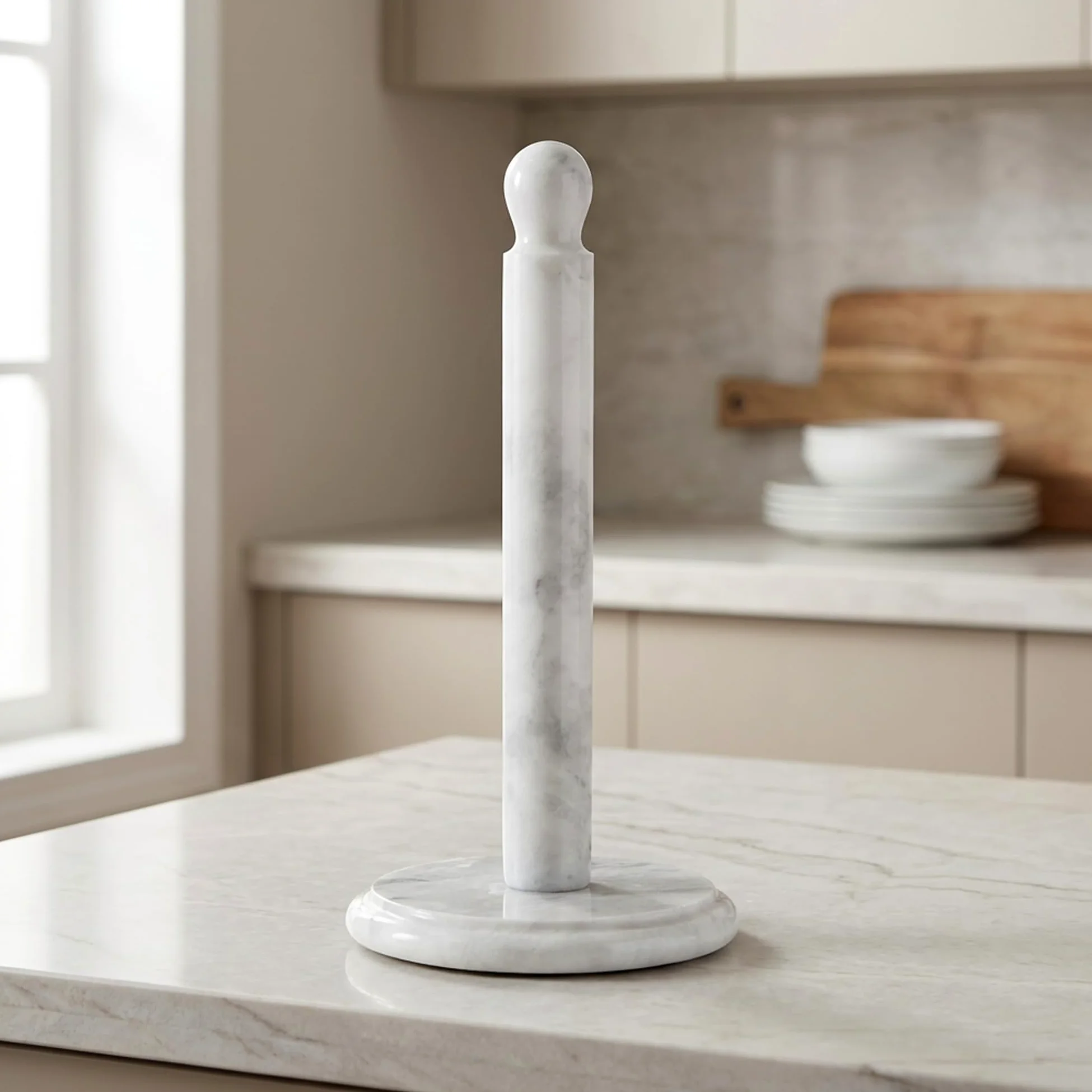 Radicaln Portarrollos de Cocina de mármol Blanco para encimera: Soporte de 12,5 Pulgadas para baño y Cocina, Pieza Artesanal encimera.
