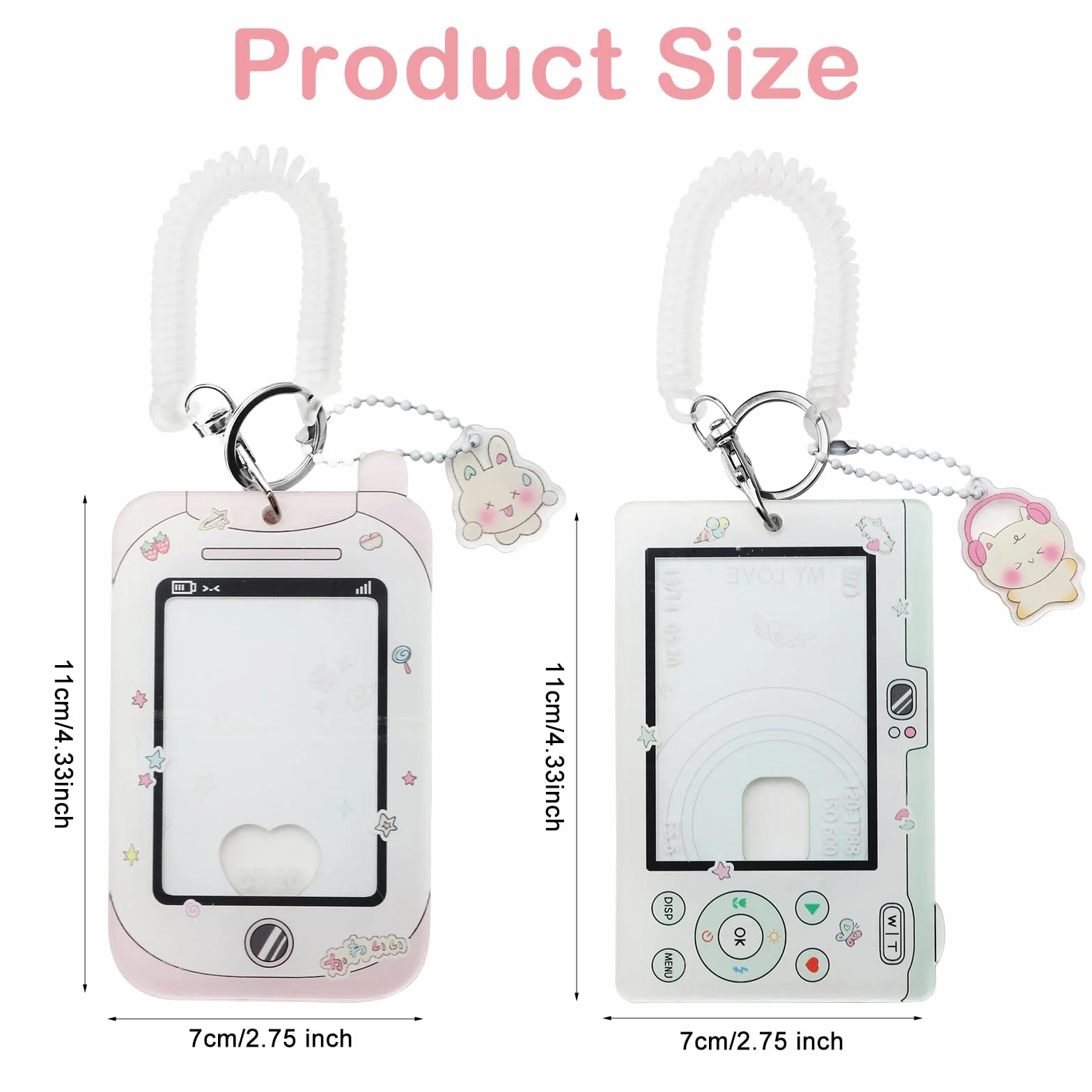 2 Piezas Photocard Holder Clear Acrylic Card Sleeves Picture Frames Photocard Holder Keychain Cute Design Album Soporte acrílico para tarjetas fotográficas Kpop Top Loaders for Cards