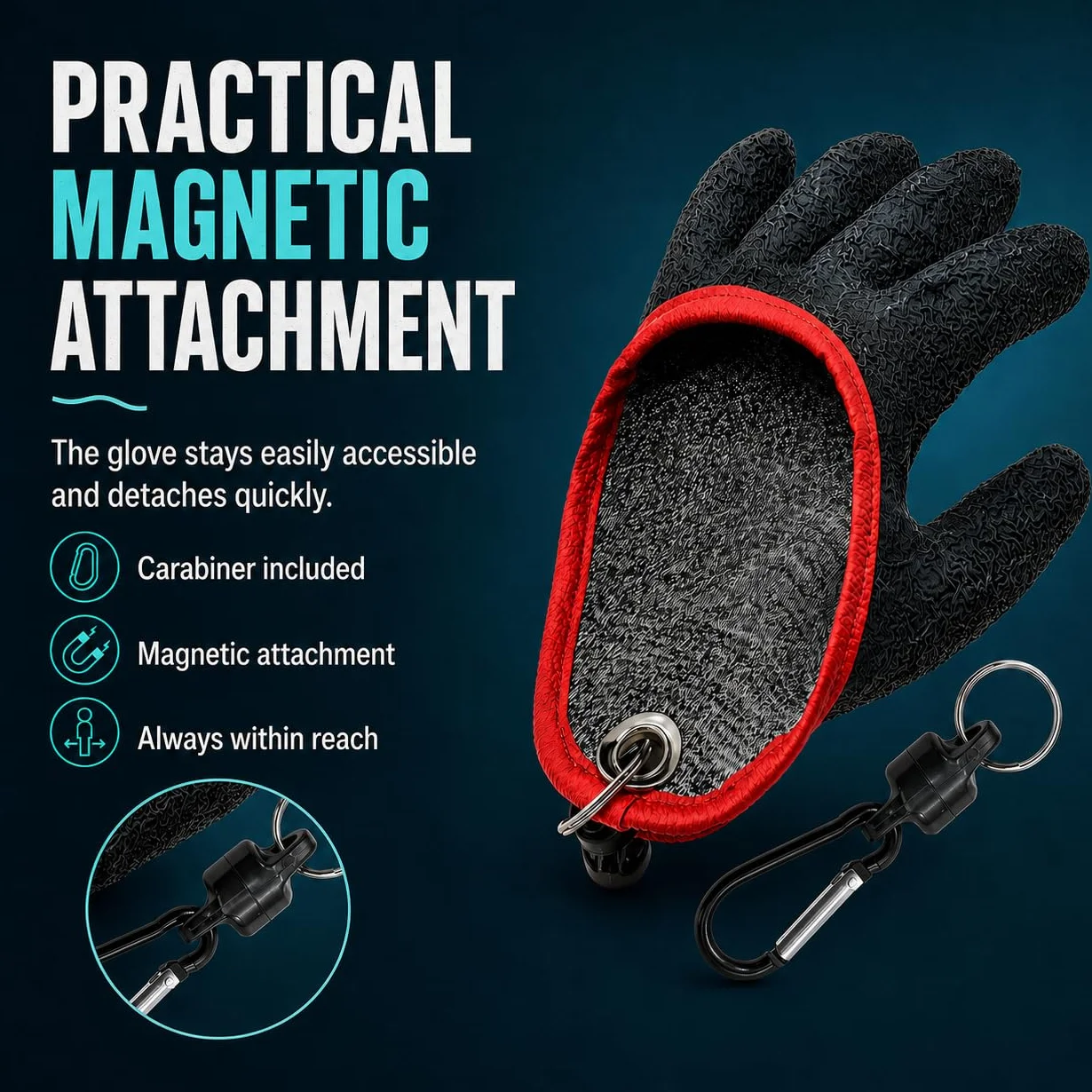 Guante de pesca anticorte resistente al agua con enganche magnético talla universal