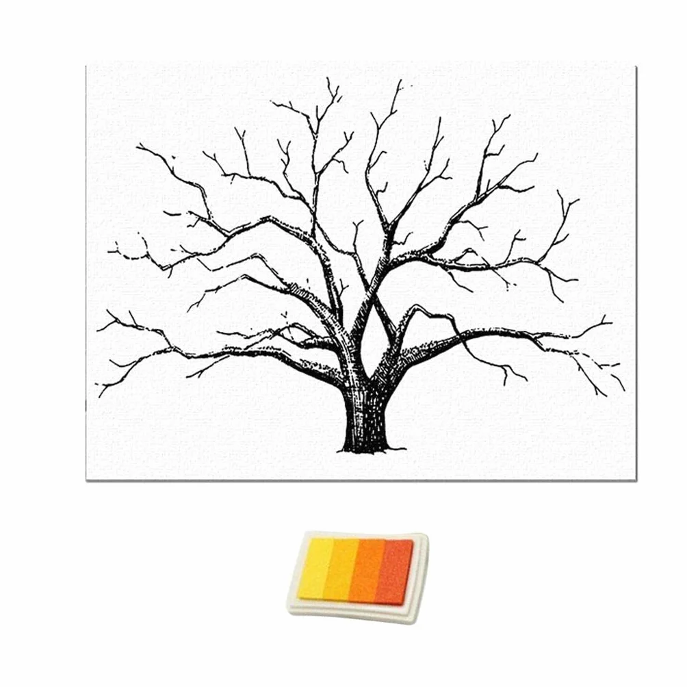 LOVIVER Boda, Huella de Digital, árbol, Pintura de, Firma de Bodas, Libro de, Amarillo, Individual