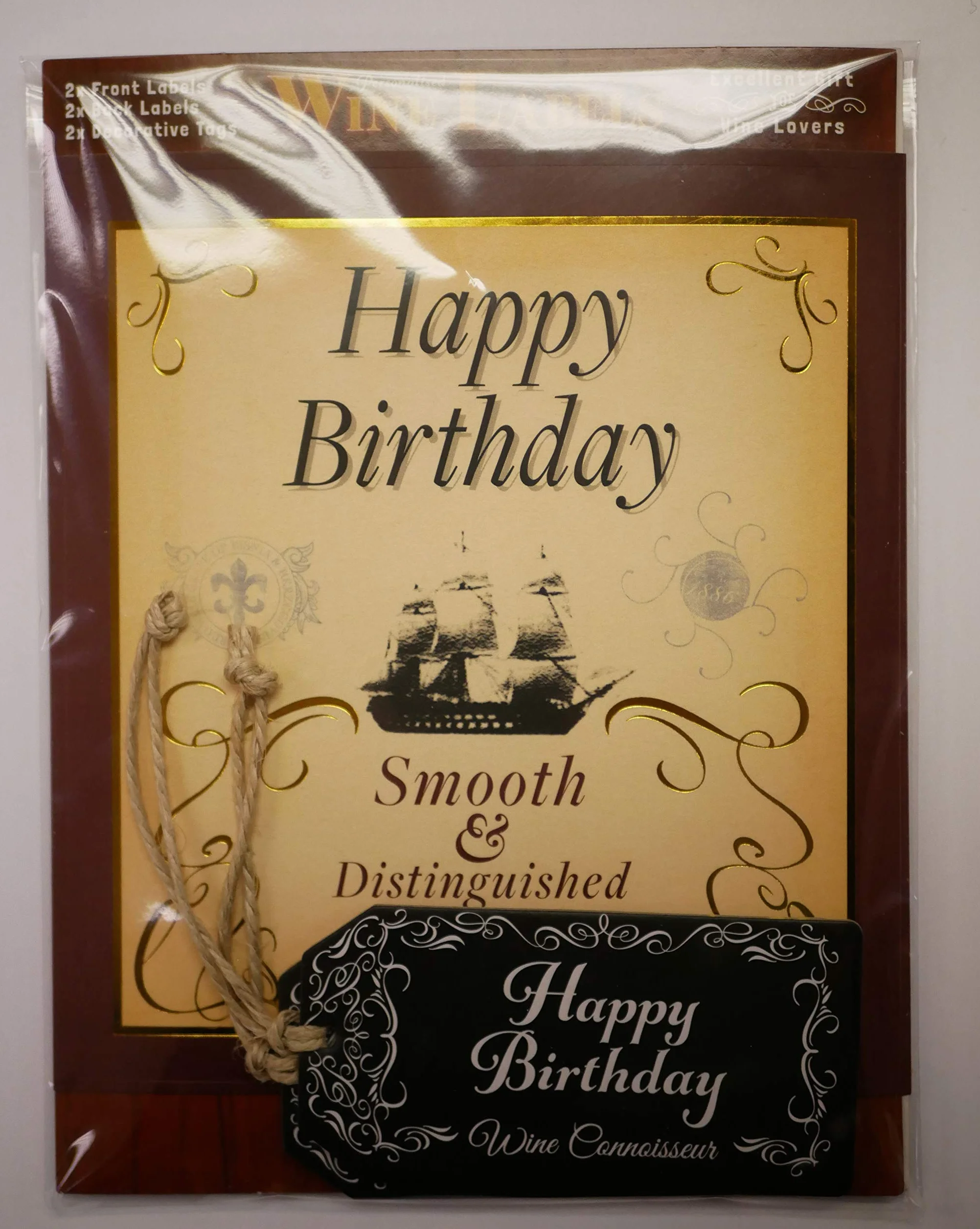 Etiqueta de vino para cumpleaños, 2 etiquetas delanteras y traseras y 2 etiquetas