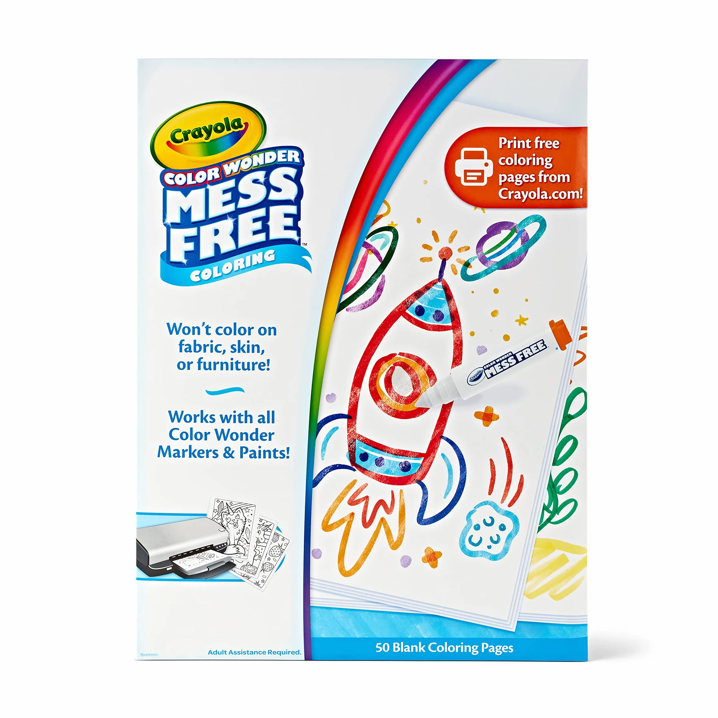 CRAYOLA Color Wonder - Páginas para colorear sin desorden, 50 unidades, juego de recambio de páginas imprimibles, pequeño