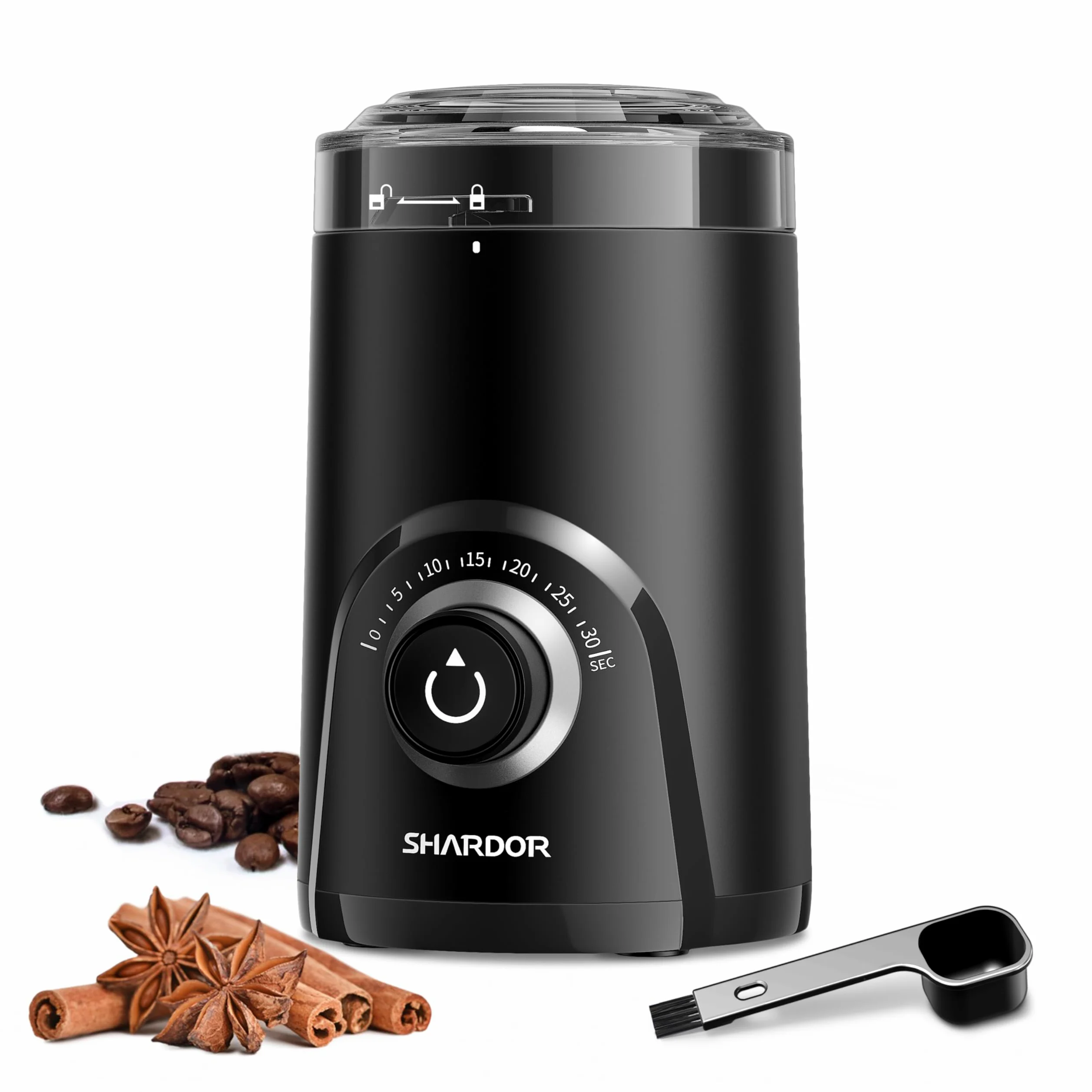 SHARDOR Molinillo de café eléctrico, molinillo de especias de gran capacidad de 70 g con perilla de sincronización visual para una molienda precisa, molinillo silencioso de granos de café para