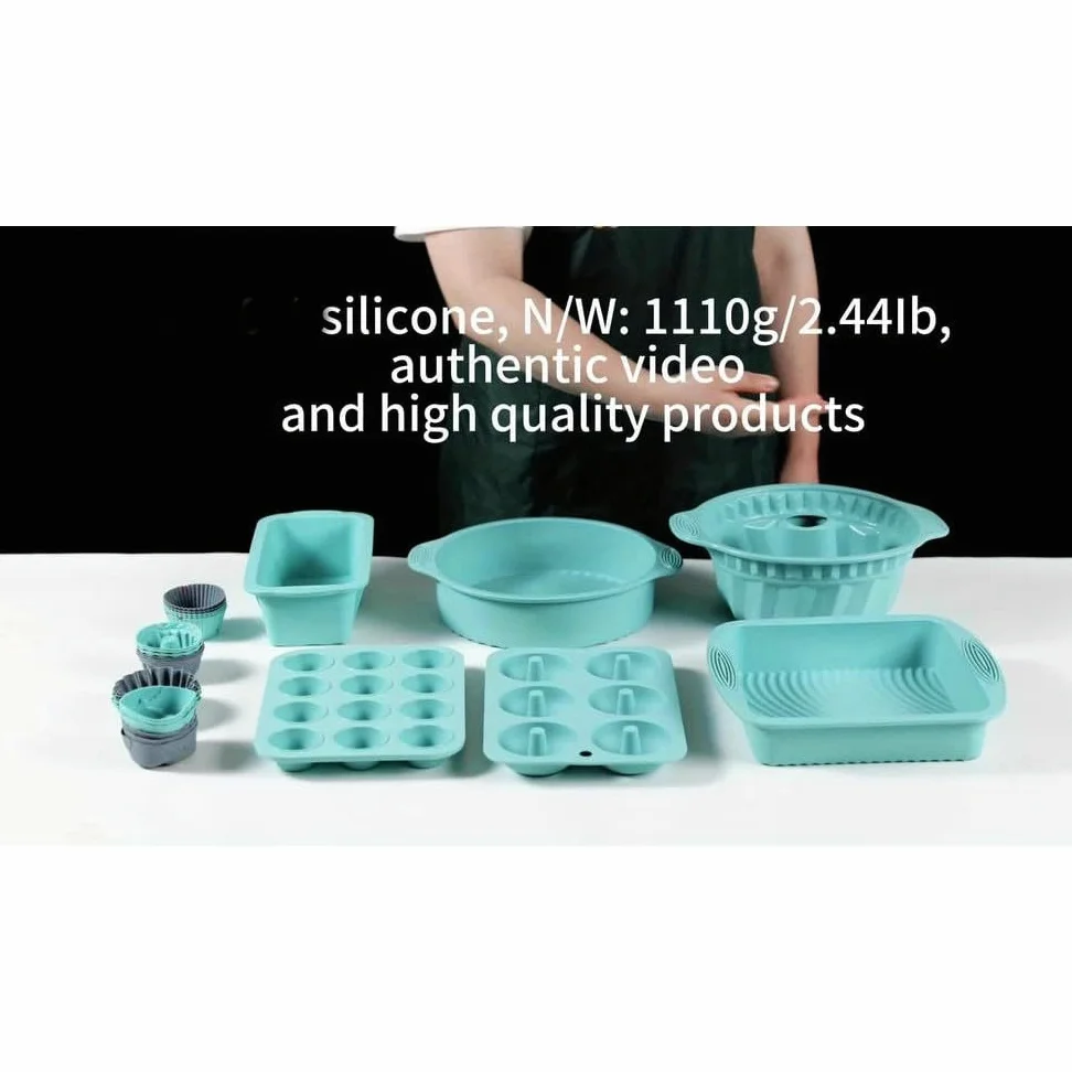 NYSDM - Juego de 30 Utensilios antiadherentes de Silicona para Hornear, Incluye Molde para Hornear, Molde para Pasteles, Molde para donas, Molde para Muffins y 24 moldes de Silicona para Cupcakes
