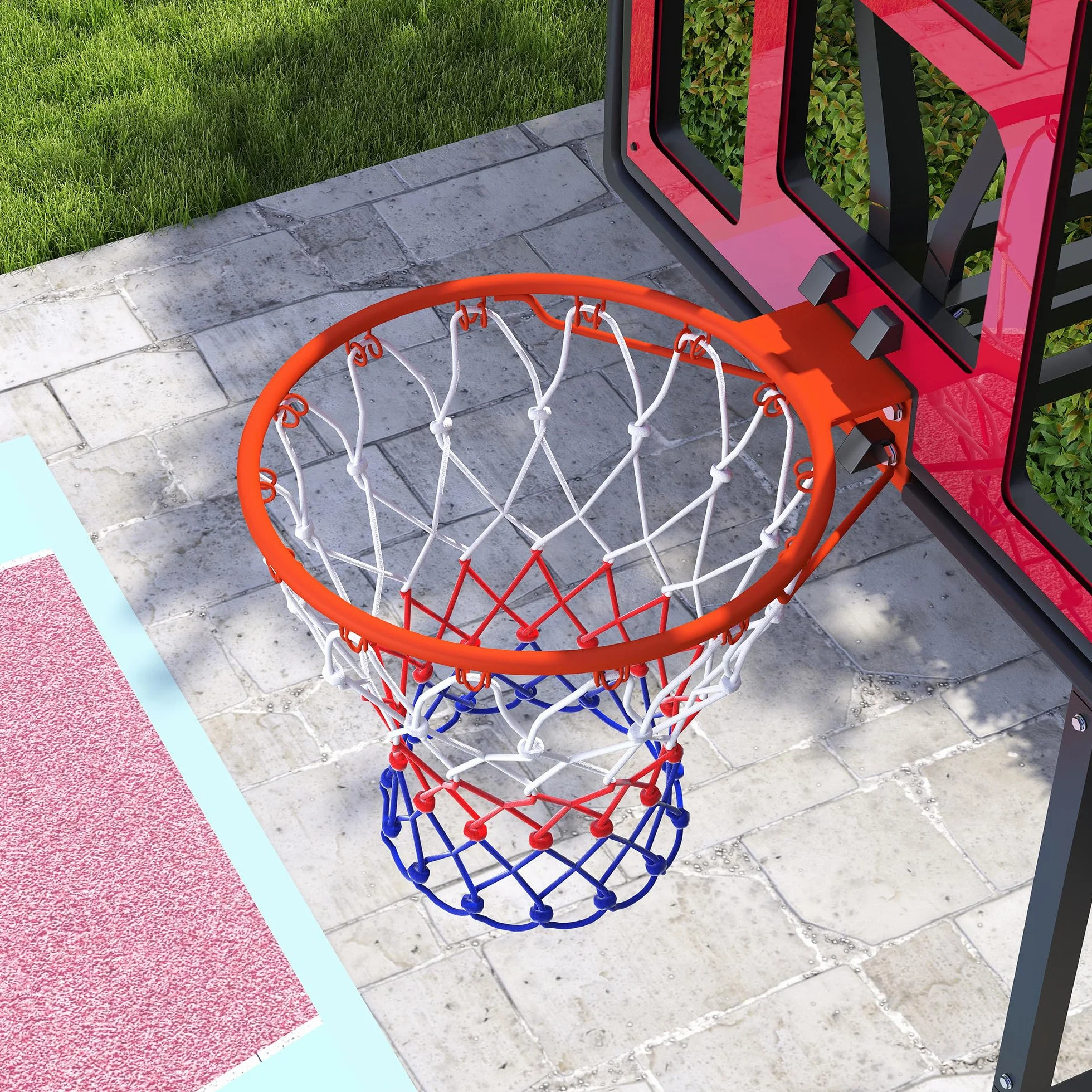 AIYAPLAY Canasta de Baloncesto Portátil Altura Regulable 200-260 cm Base Rellenable con Ruedas Rojo y Negro