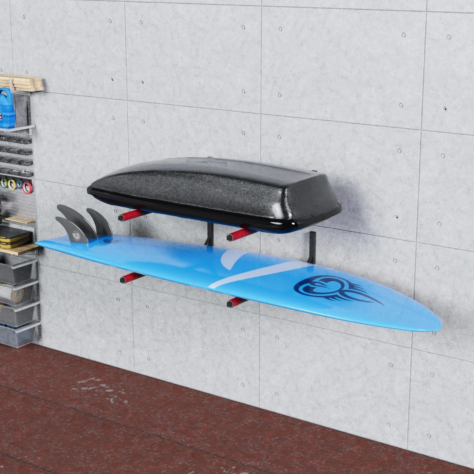 Soporte de pared de acero 82 cm para guardar maletas herramientas jardín esquís equipos deportivos tabla surf iSUP