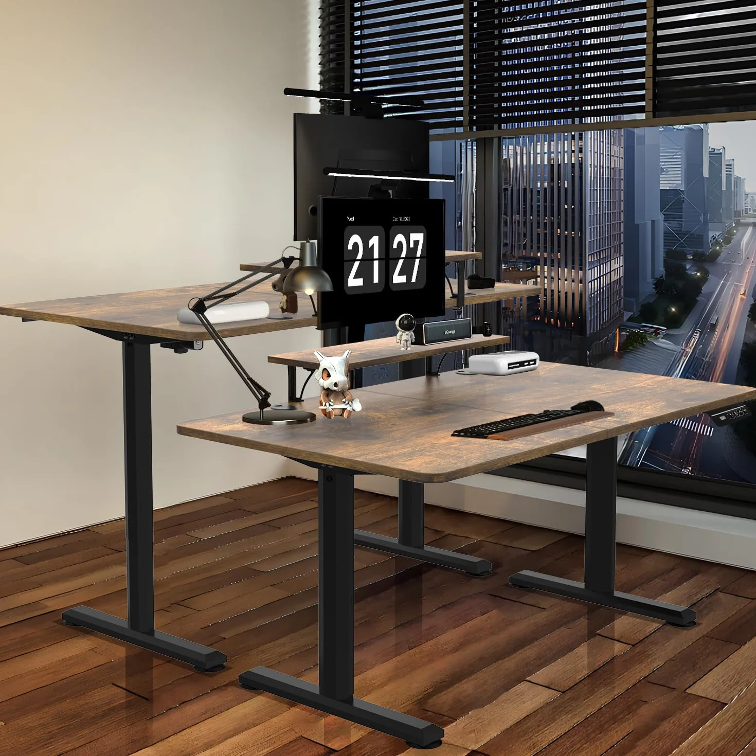 Devoko Escritorio Elevable Eléctrico con Tablero 160 x 70cm, Escritorio Regulable en Altura 73-118cm, 2 Opciones de Memoria Inteligente para Estudiar, Trabajar(160×70cm,Marrón)