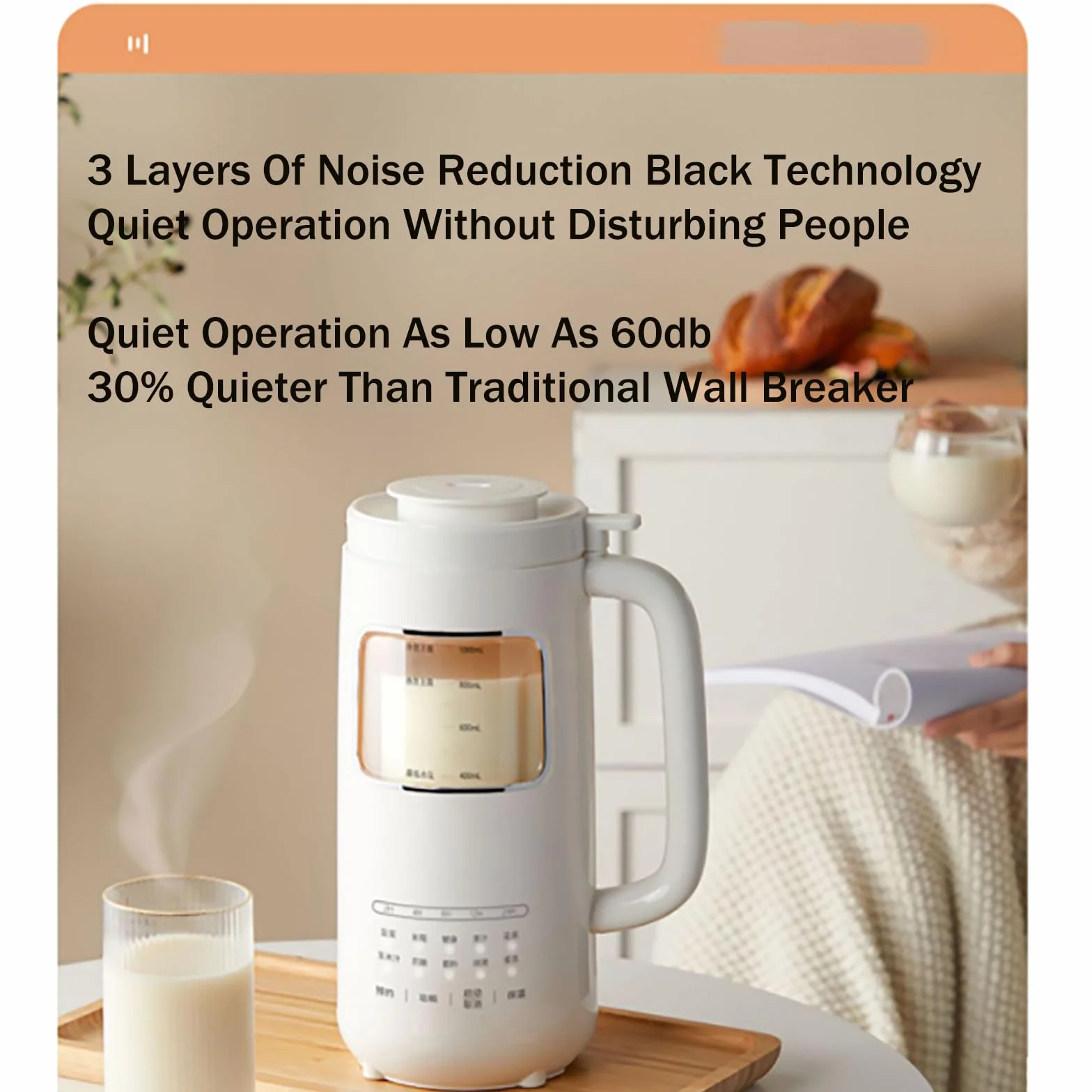 Máquina para Hacer Leche De Nueces 10 En 1, Máquina Automática De Soja De 1 L/34 Oz, con Temporizador De 24 Horas Y 12 Rebabas, Autolimpieza+Tres Capas De Reducción De Ruido,White