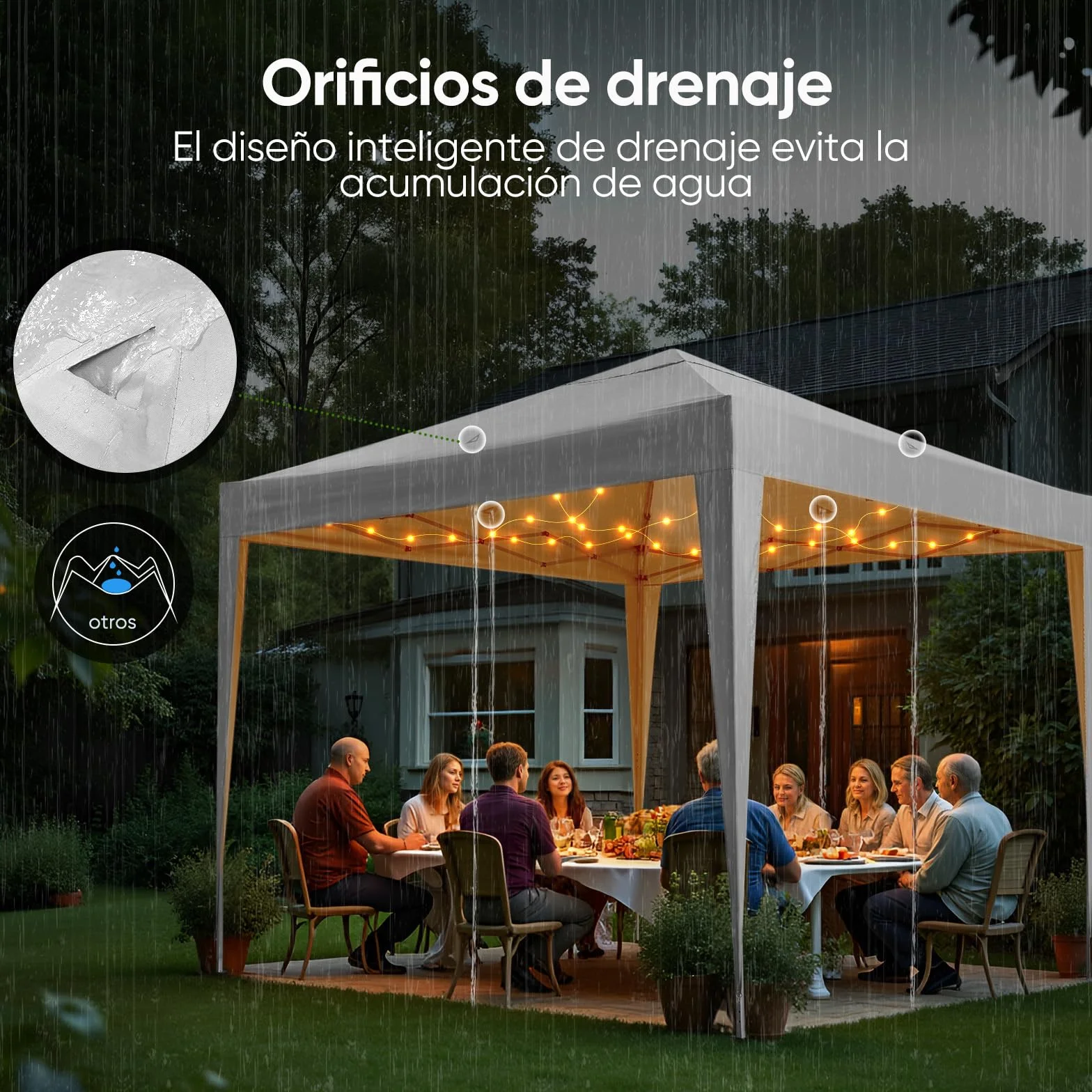 Quictent Toldo Plegable Automático Portátil 3x3m Blanco para Camping Fiestas