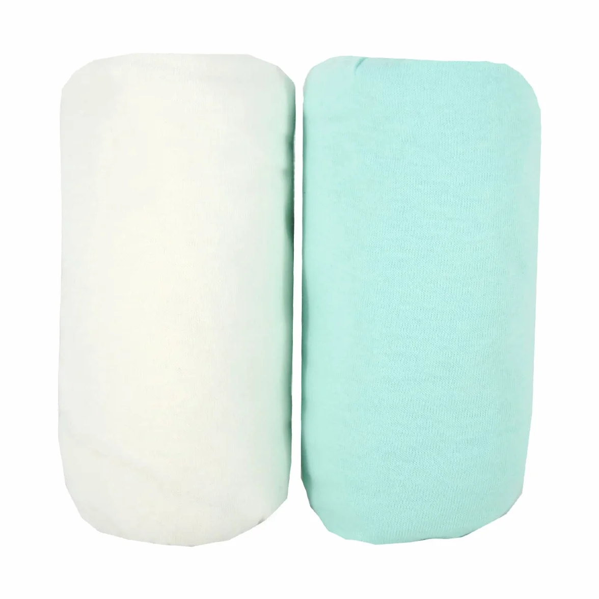 Babycalin - Set de 2 sábanas bajeras, 70cm x 140cm, Blanco/ Turquesa