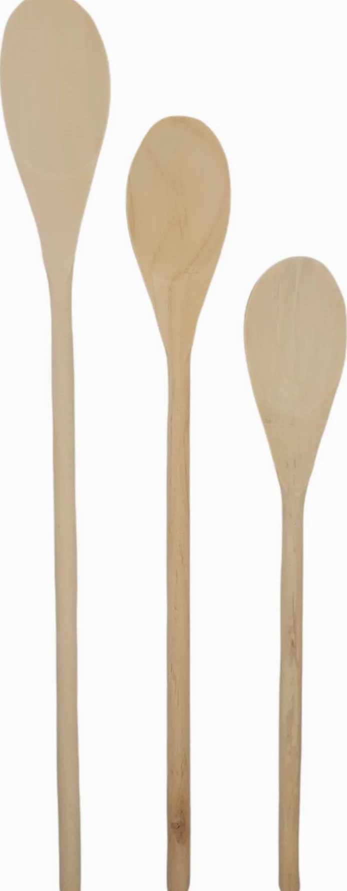 Juego de 3 cucharas para mezclar de madera con mango largo – 25,4 cm, 30,5 cm y 35,5 cm de largo