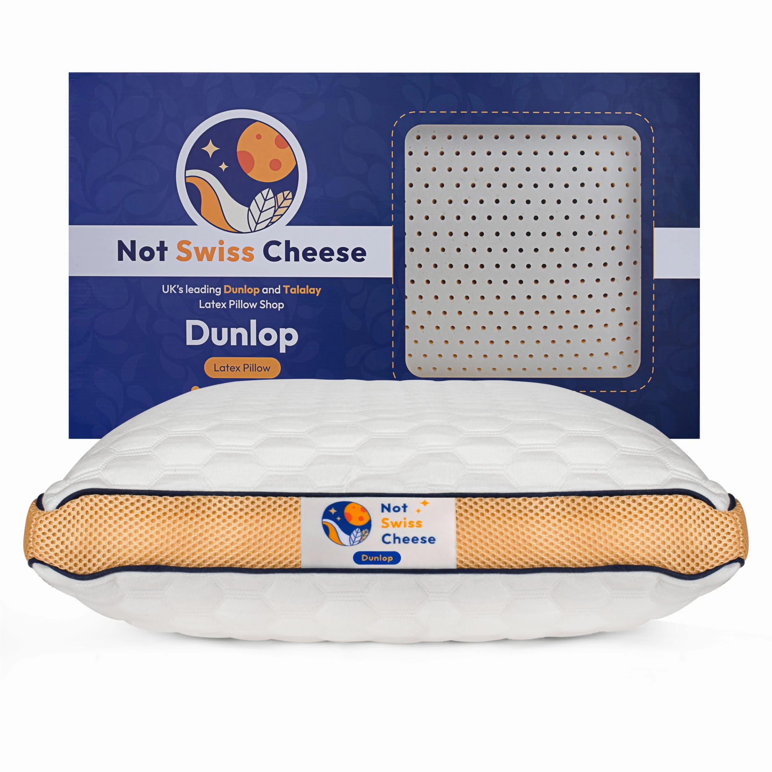 Almohada de Espuma de látex Dunlop 100% del Reino Unido, Almohada ortopédica Cervical de tamaño estándar para aliviar el Dolor de Cuello, 60 x 40 x 14 cm, asequible y Duradera