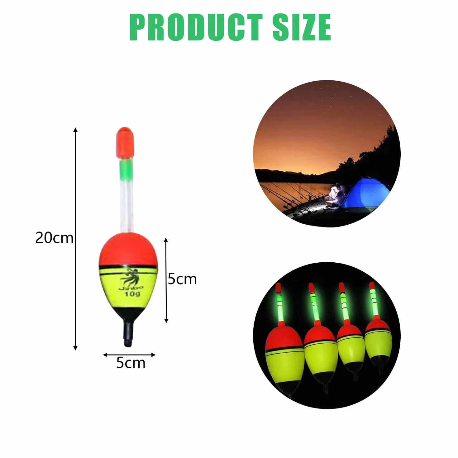 MagiSel Flotadores de Pesca EVA 10g Bobber para Pesca Nocturna Lucio Perca