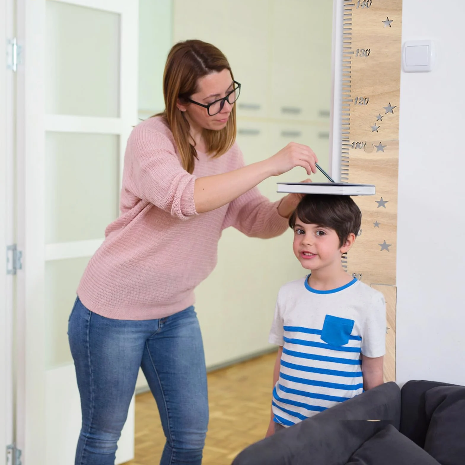 Tabla de Altura Madera para Niños Plegables - Gráfico de Crecimiento Infantil Decoración Pared