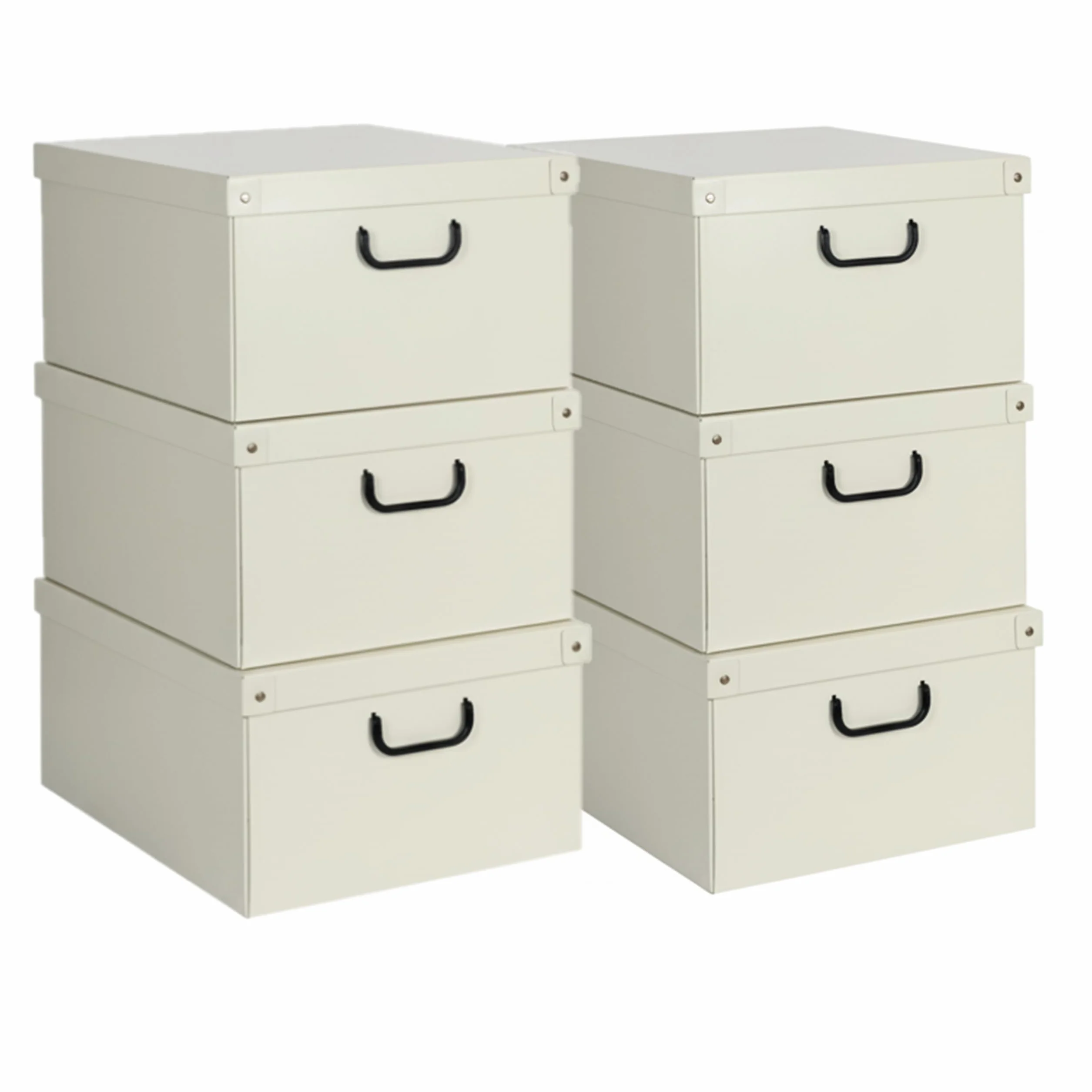 Lavatelli Cajas Almacenaje Cartón y Tapa Beige 39x50x24cm Set 6 con Asas | Cajas almacenaje en cartón con tapa y asas, set de 6 cajas de 39x50x24 cm, para ropa, mantas y juguetes. Made in Italy