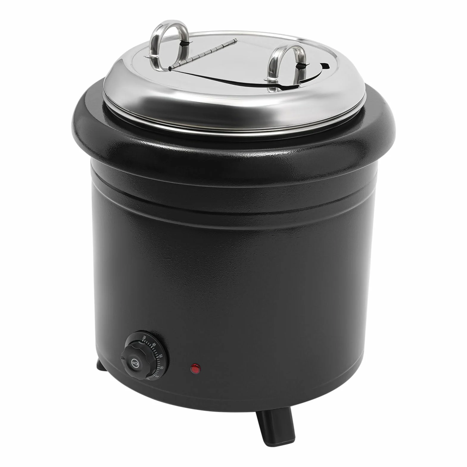 Olla para sopa, 13 L, acero inoxidable, calentador de sopa con tapa, 400 W, temperatura 30 – 85 °C, recipiente térmico regulable, para bufés, cantinas, cafetería y otras ocasiones, color negro