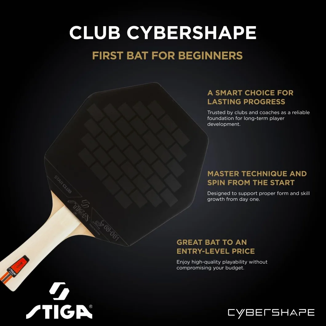 STIGA Club Cybershape Pala de Tenis de Mesa, Madera 5 Capas, Goma Star Club, Sweet Spot Grande
