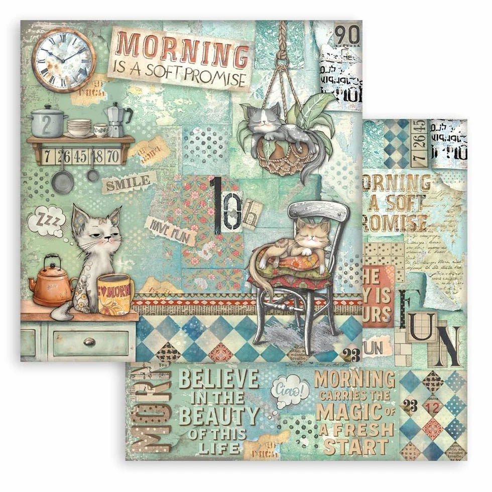 Stamperia - Scrapbook Paper Pad for Scrapbooking, Albums, Card Making, Bullet Journalling and More, Acid Free, Double-Sided, Perfect for Hobbies, Crafts, and Gifting (Furry Friends) (20.3 x 20.3cm)