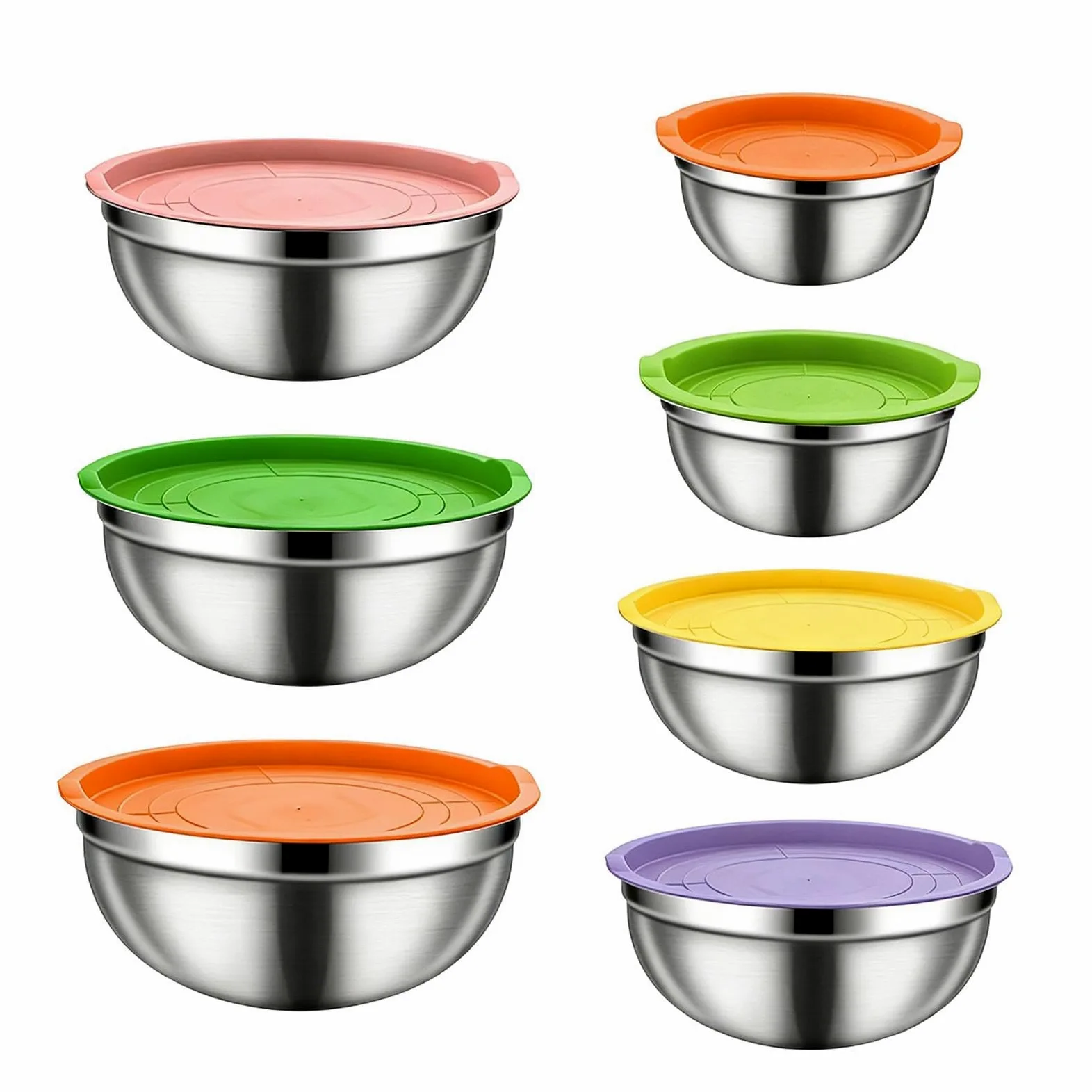 Bol Metálico Para Mezclar Base Antideslizante, Aptos para Lavavajillas y | Ideales para Ensaladas, Verduras, Salsas, Cereales, Huevos, Masas y Frutas Para Salsas, Snacks, Huevos