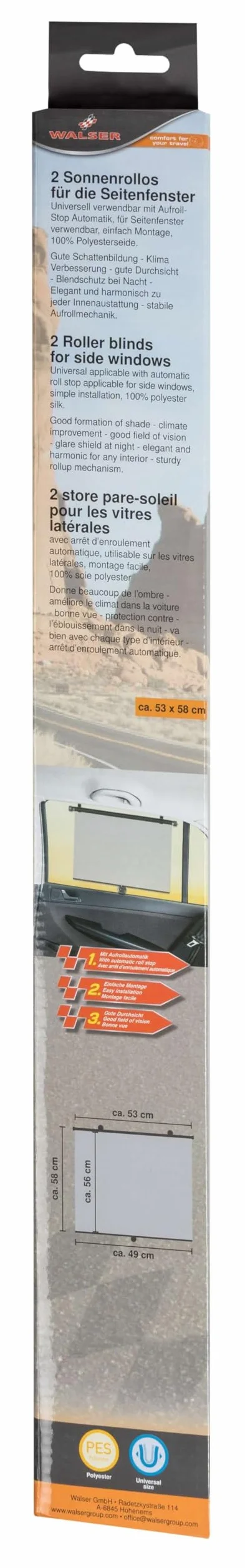 Walser Parasol para Coche, Parasol para Coche, 2 Unidades para SUV y Furgonetas, parasoles de 53 x 56 cm