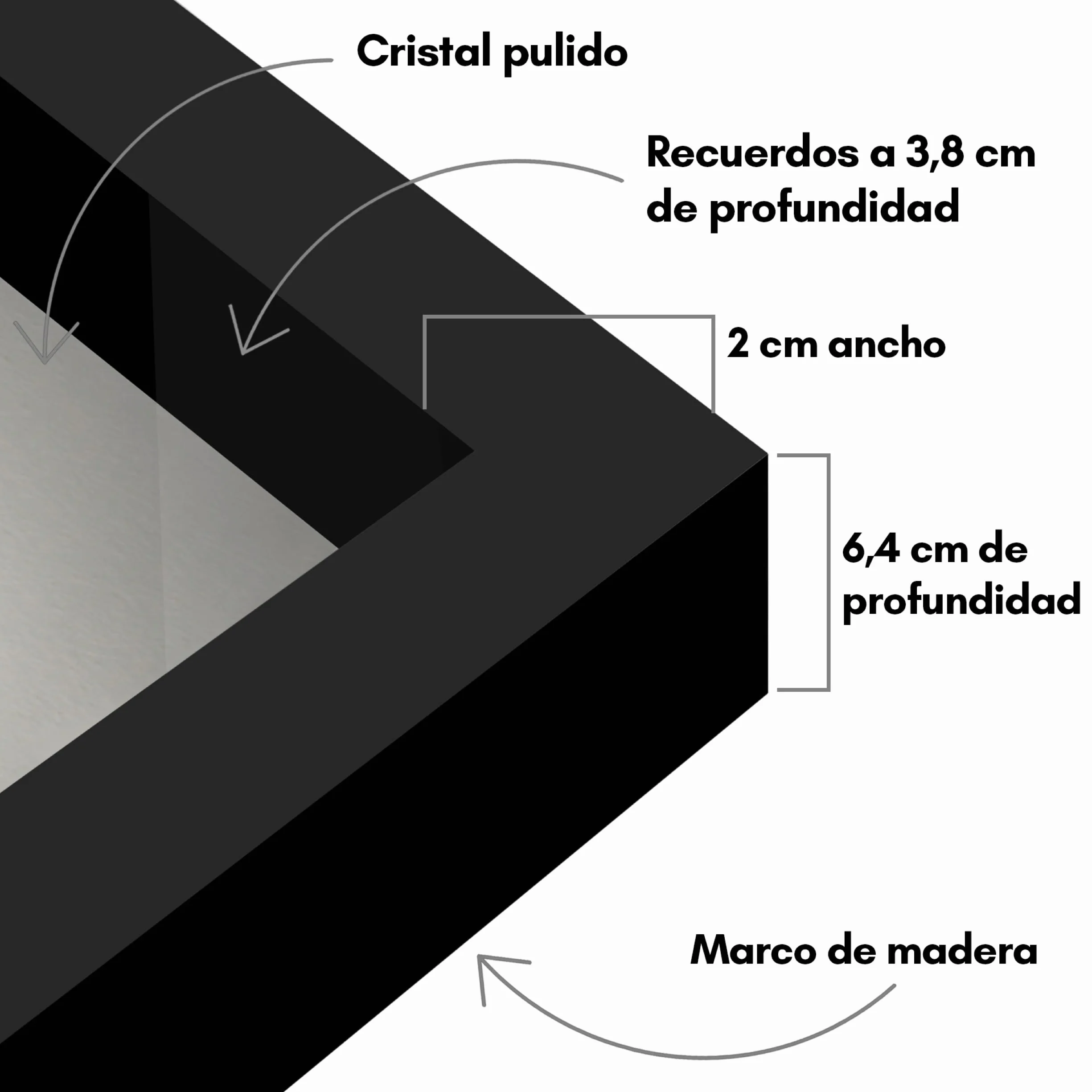 Americanflat 20x20 cm Marco con Profundidad - Pack de 2 - Negro Marco de Fotos de Madera con Cristal Irrompible, Parte Trasera de Lino Suave y Accesorios para Colgar