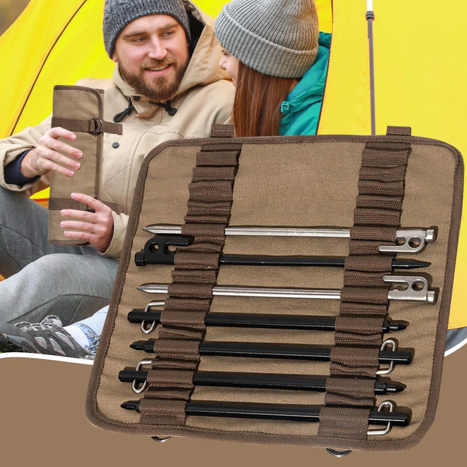 Bolsa impermeable para piquetas de tienda de campaña, resistente almacenamiento exterior