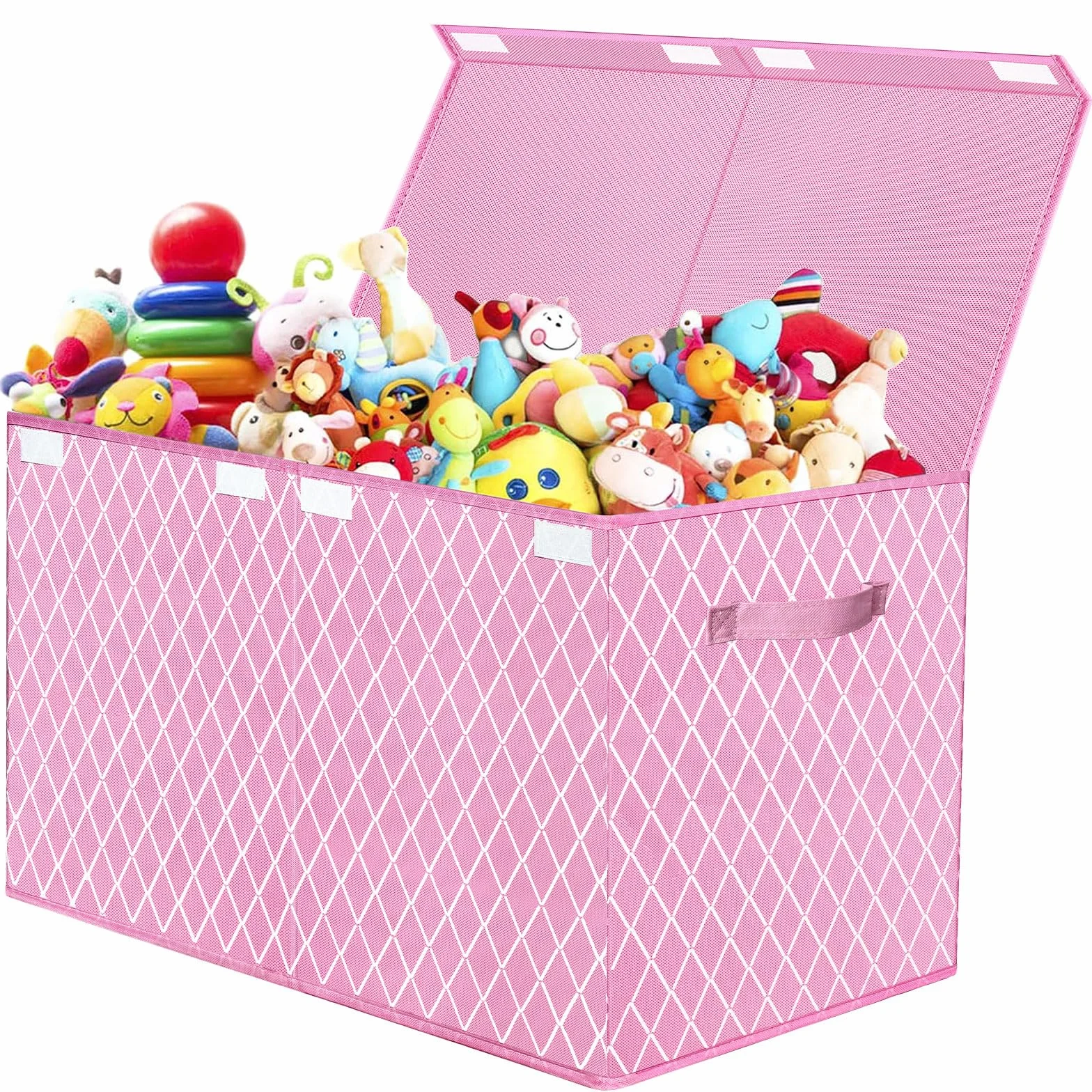 Cajas de Almacenaje con Tapa 83L Organizadoras de Tela Plegable para Juguetes Ropa Libros Rosa