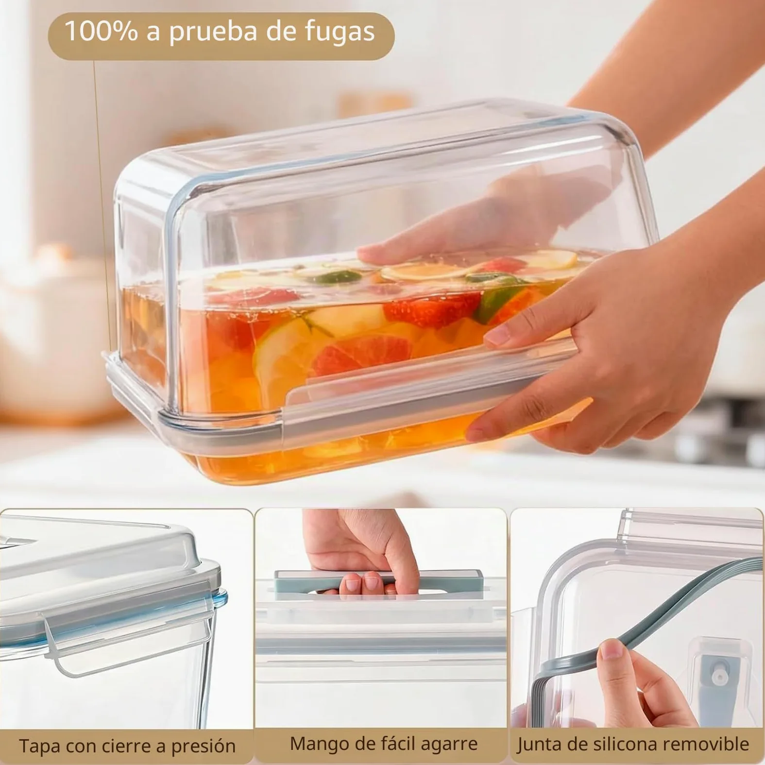 6,5 L Grandes Recipientes de Cristal con Tapa, Herméticos, Aptos para Congelador, Recipientes de Cristal para Alimentos, Grande para Pollo, Pavo, Melón o Platos de Fiesta