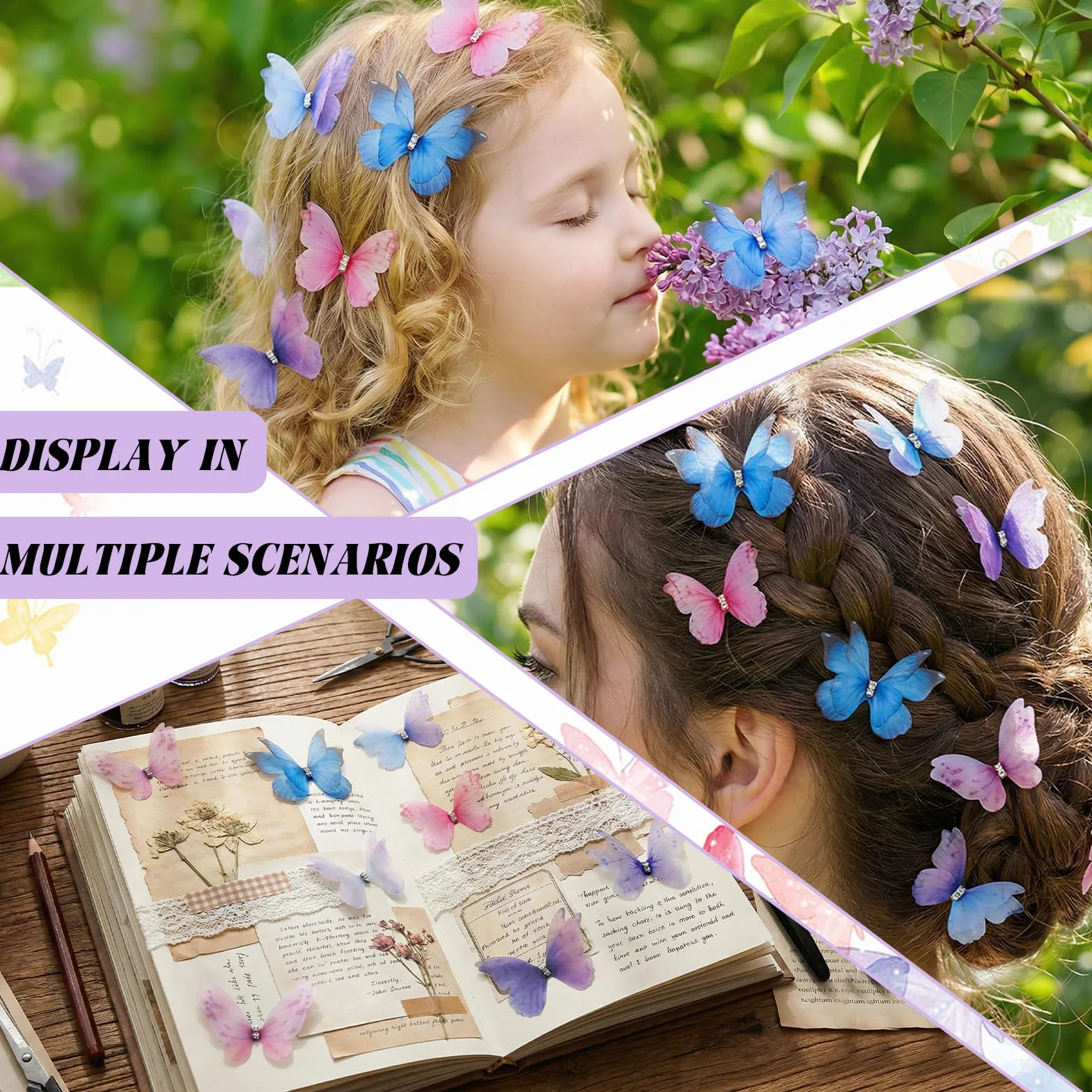 70 Piezas Mariposas Decorativas Pegatinas Pared Decorativas, Mariposas Translúcidas Adornos Cumpleaños, Gasa y Tela de Organza, Accesorios de Bricolaje para Bodas Equipaje Ventana (Style a)