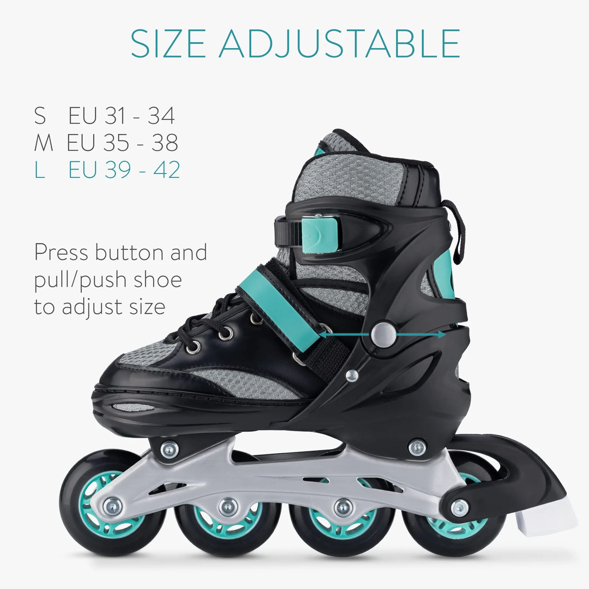 Navaris Patines en línea - Set de 2X patín con Ruedas en Fila - con Freno reemplazable - para niños niña Adulto Mujer - Talla Ajustable