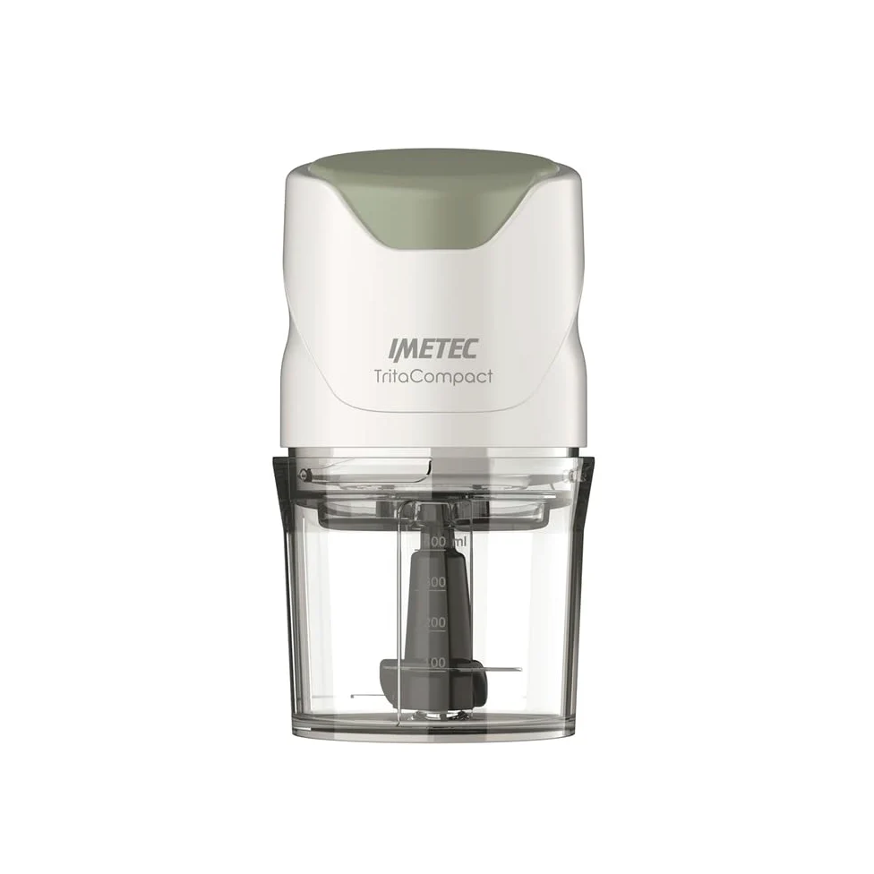 Imetec TritaCompact, Procesador de alimentos, Picadora con 2 cuchillas de acero inoxidable, recipiente de 400 ml, funcionamiento a presión, compacta, 350 W, Libre BPA