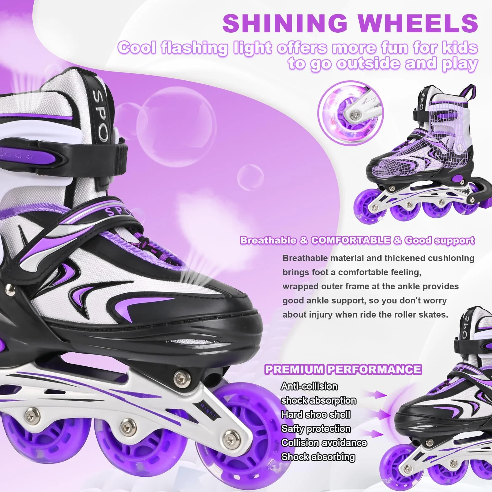 Patines en línea Ajustables para niños y niñas, Patines en línea para niños, Patines en línea para niñas y niños para Uso en Interiores y Exteriores