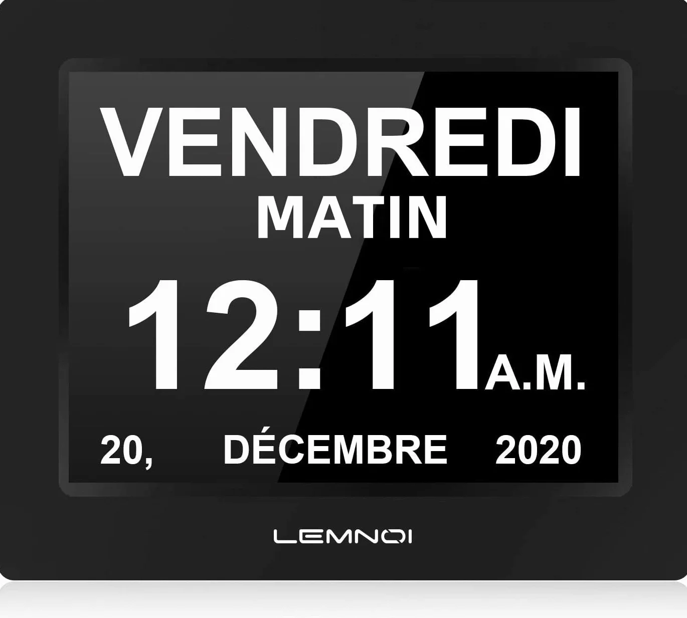 LEMNOI 8 Pulgadas Reloj Digital Calendario con Fecha y Hora,Reloj Alzheimer,Atenuación automática,8 Idiomas,Recordatorios de Medicamentos para Alzheimer Ancianos (Negro)
