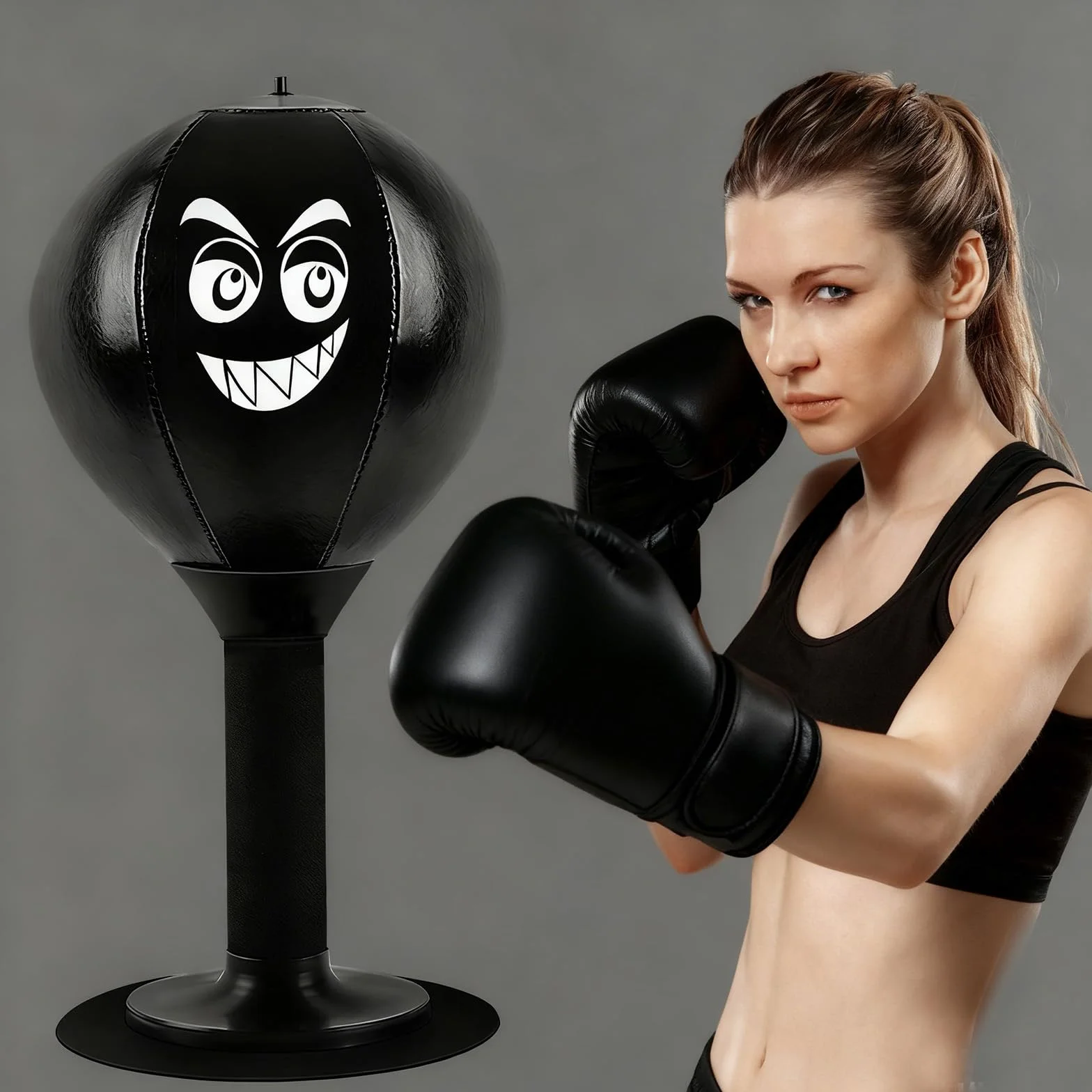 Saco de boxeo escritorio con ventosa y bomba – Pelota de boxeo inflable antiestrés para oficina
