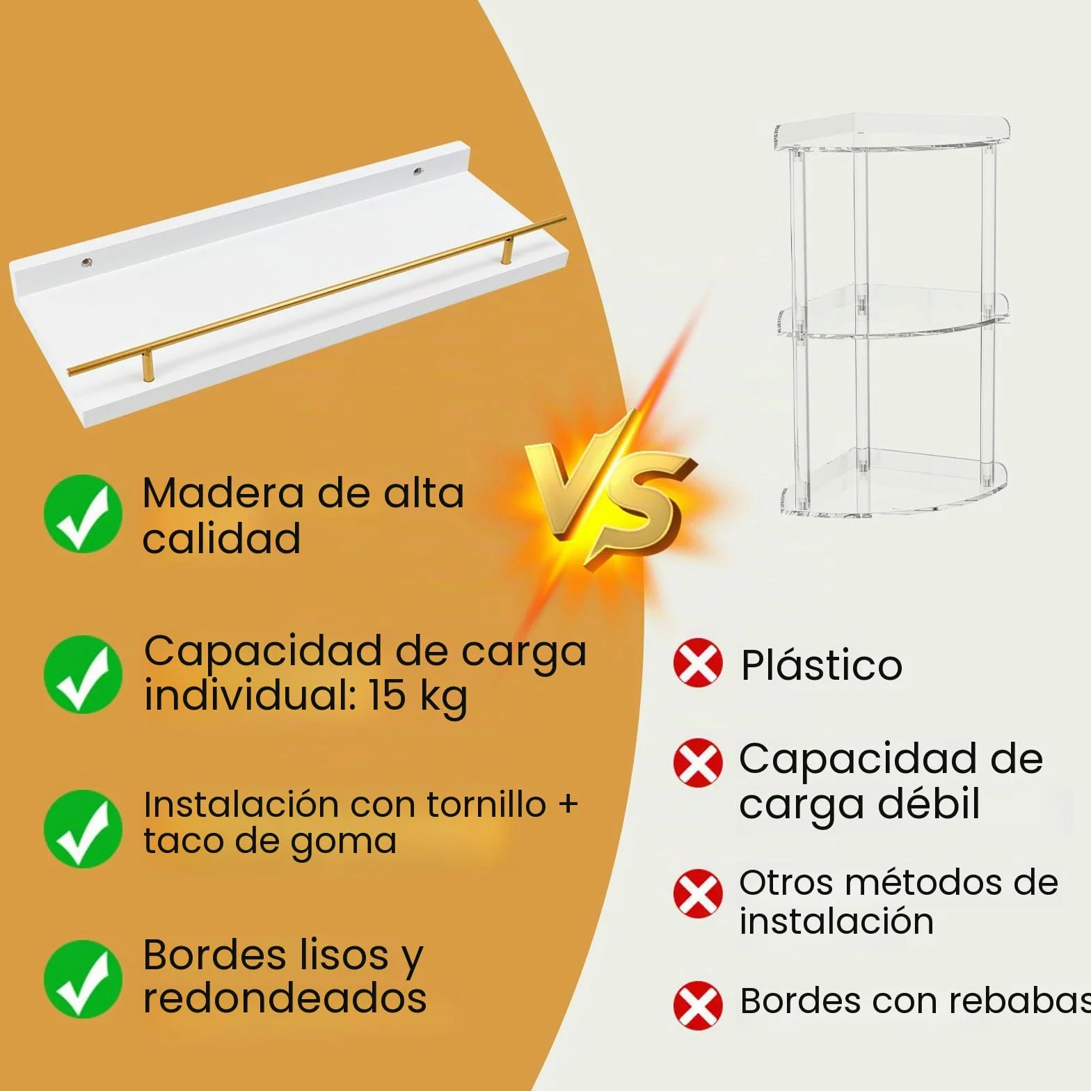 3PCS Estantes Flotantes de Madera 40x15cm, Baldas Flotantes Blancas para Pared, Estanterías de Madera para Pared, Estantes Colgantes dePared para Dormitorio, Cocina, Oficina o Sala de Estar
