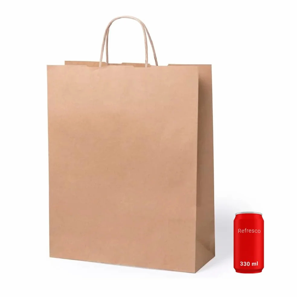 Lote de 40 Bolsas de papel kraft grandes con asas 32 x 41 x 11 cm bolsas para regalos. Bolsas para comercios, ir al la compra de papel biodegradable, reutilizables ideales para regalar (Marrones)
