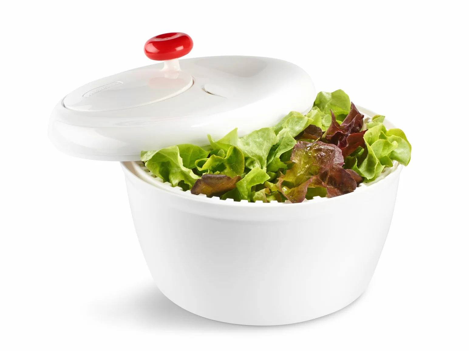 Moulinex Escurridor K10101 Escurridor para ensaladas y verduras con manivela, diseño Innovador con rejilla de evacuación de agua y bol-ensaladera, eficaz y fácil de usar con el asa de tirar