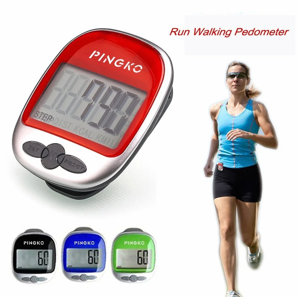 PINGKO Walking Pedometer Accurately Track Steps Portable Sport Pedometer Step/Distance/Calories/Counter Fitness Tracker 6 Colors