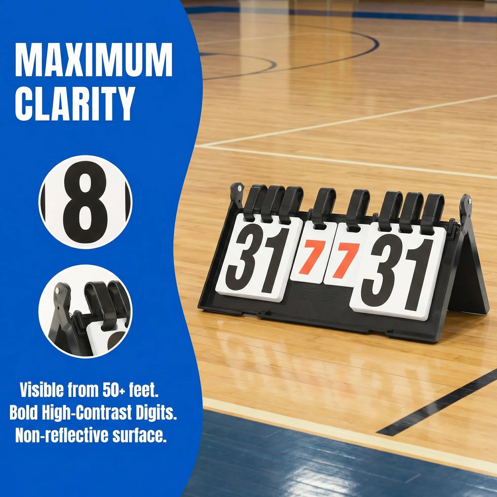 Marcador Deportivo Flip 4 Dígitos Portátil Puntuación Plegable 38x21cm Baloncesto Fútbol Béisbol Tenis