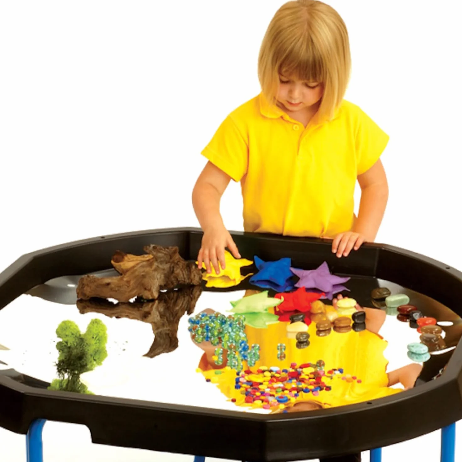 Pack de Bandeja de Actividades y Juegos para Minimundos (100cm) Negra y Patas para Bandeja Regulables en 4 Alturas