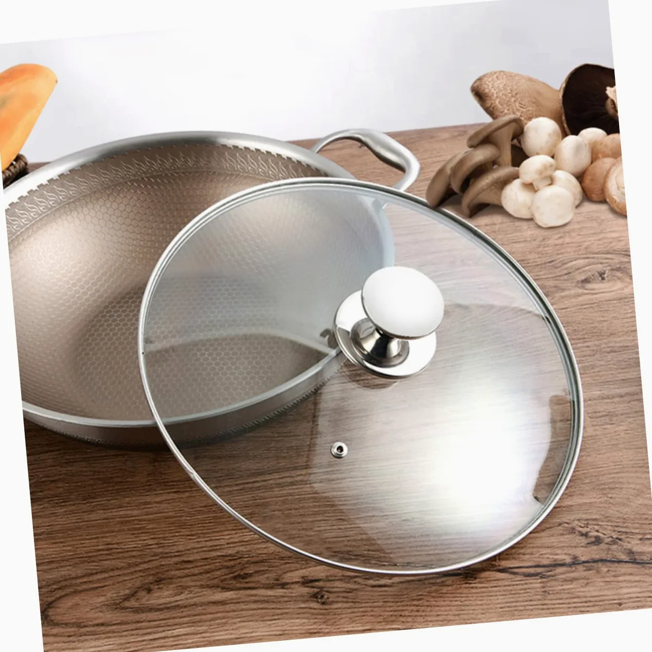 Cubierta redonda de acero inoxidable para ollas de acero inoxidable, tapa de sartén, tapa de sartén, cubierta universal para ollas de cocina, cubierta de alimentos, herramienta de cocina, cubierta