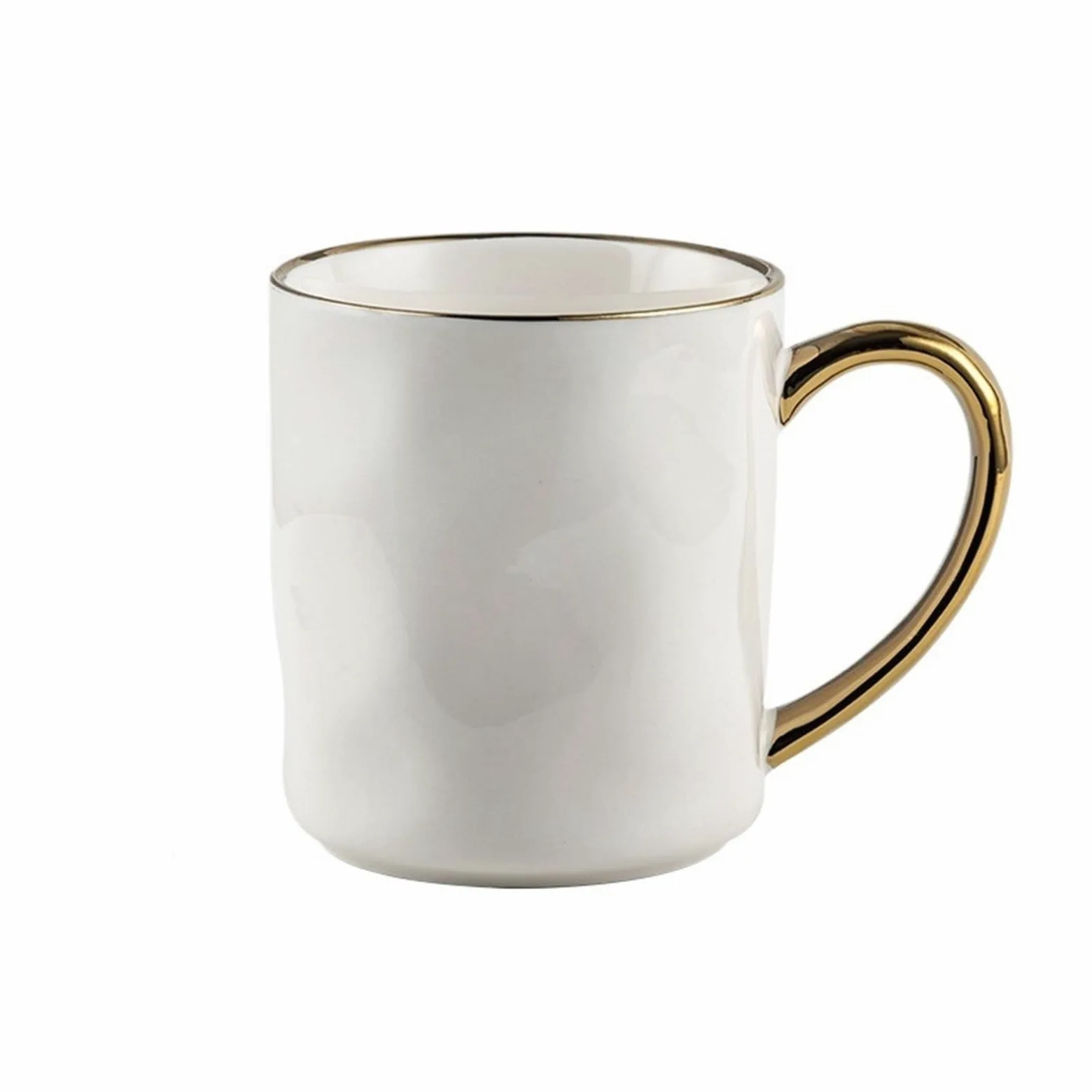 Taza con borde dorado y asa, tazas de café de cerámica, taza de té, leche, jugo, agua, regalo for pareja en casa, 2 uds. Para Boda(Light-grey)