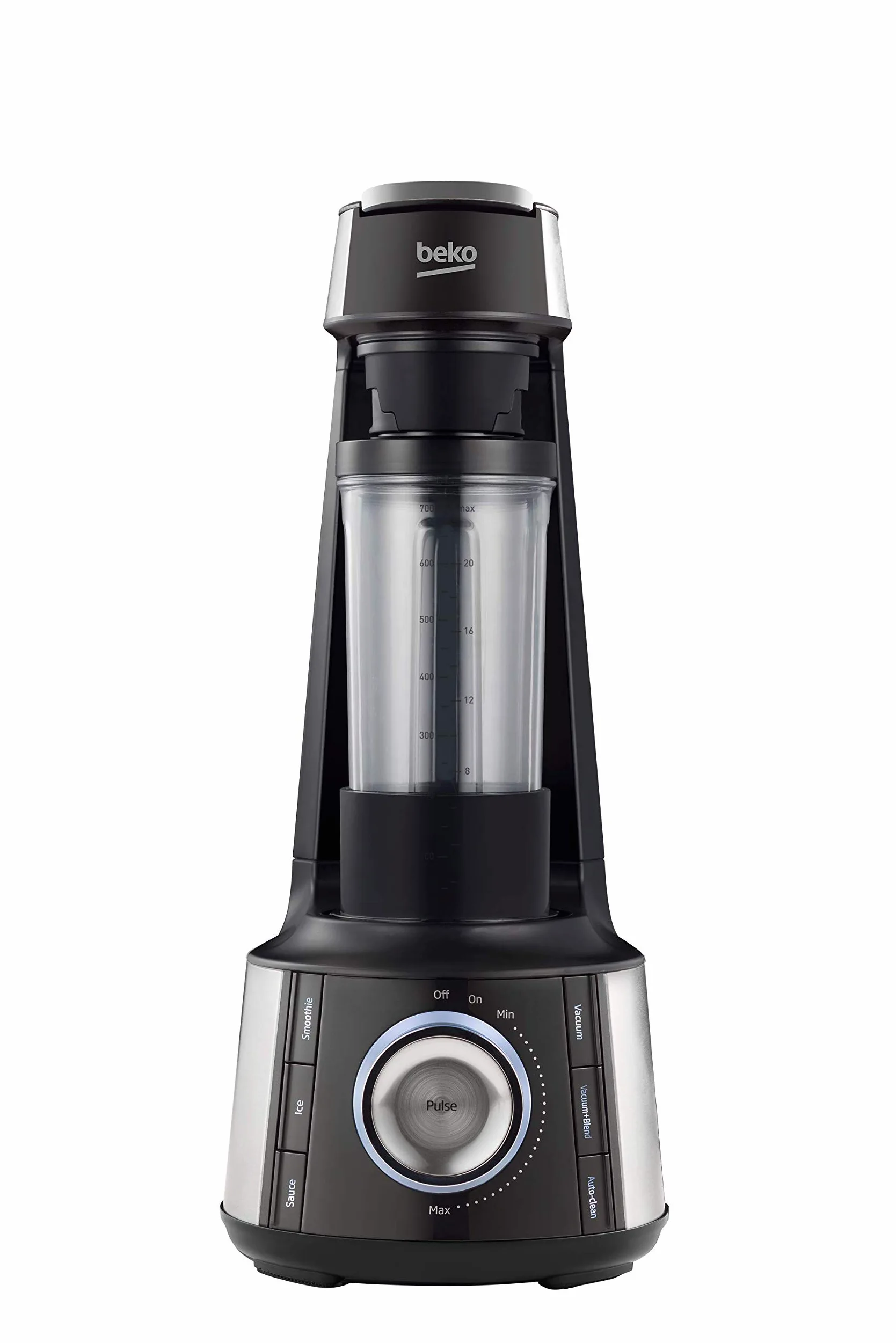 Beko TBV8106BX - ProWellness - Batidora Vaso al Vacío, 1000 W, Vaso de 1.7 litros de Tritan, Velocidad variable + Función Pulse, Programas Automáticos, (Accesorios: Botella de uso individual de 700ml,
