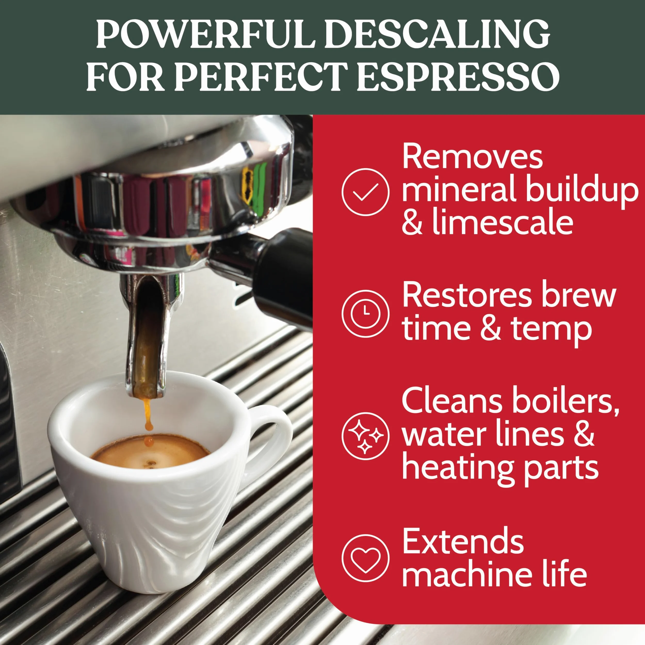Roobi Polvo descalcificador profesional para máquina de espresso. Polvo descalcificador de espresso neutro en carbono, hasta 21 aplicaciones, 600 gr.