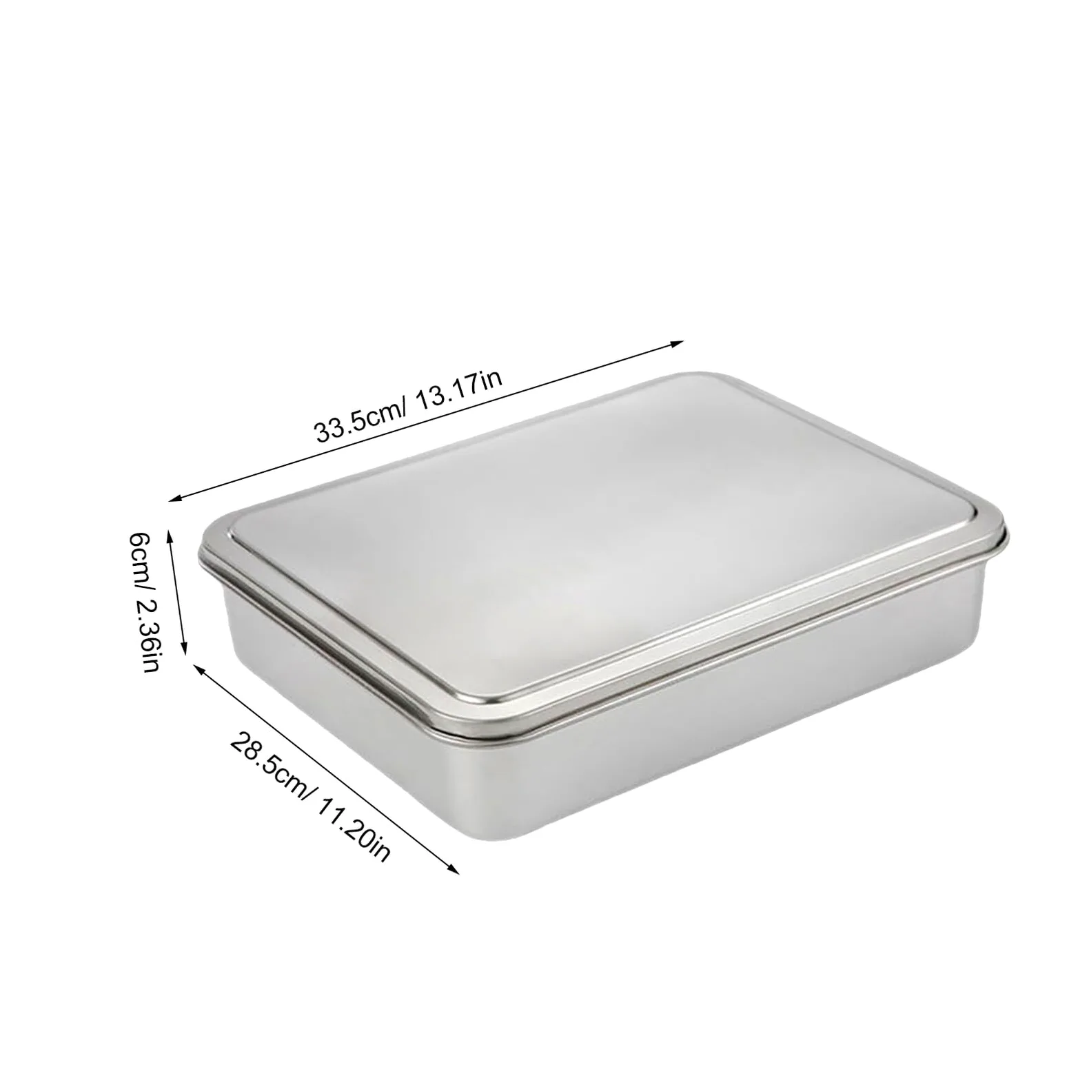 Molde para Pasteles Rectangular de Acero Inoxidable con Tapa Antiadherente Tamaño 335X285X6 CM Adecuado para Hornear Tiramisú y Conservar Postres Molde de Repostería