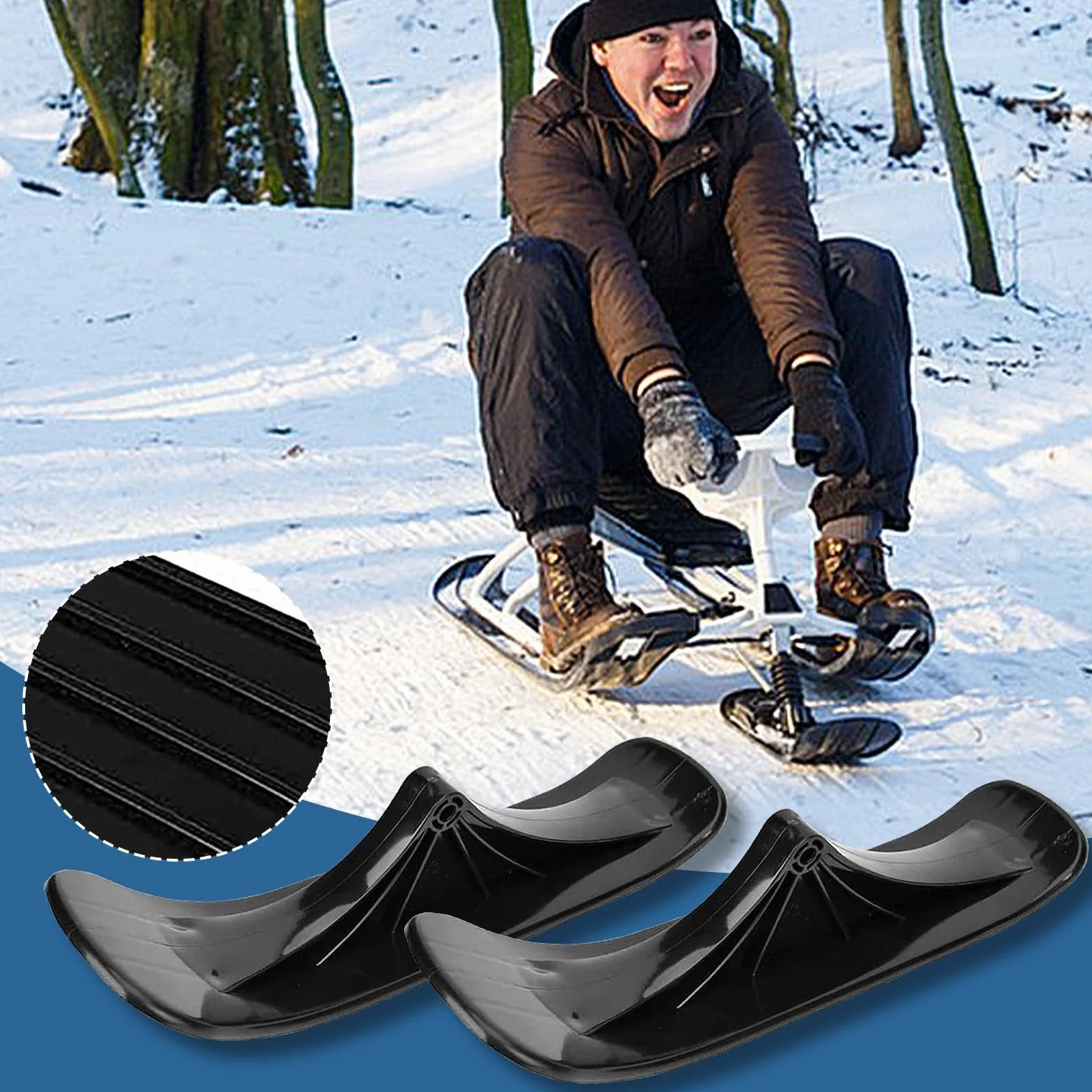 Kit de conversión de Patinete de esquí 2X Snow Sled Multicolor Polipropileno 14.96x4.33 Pulgadas