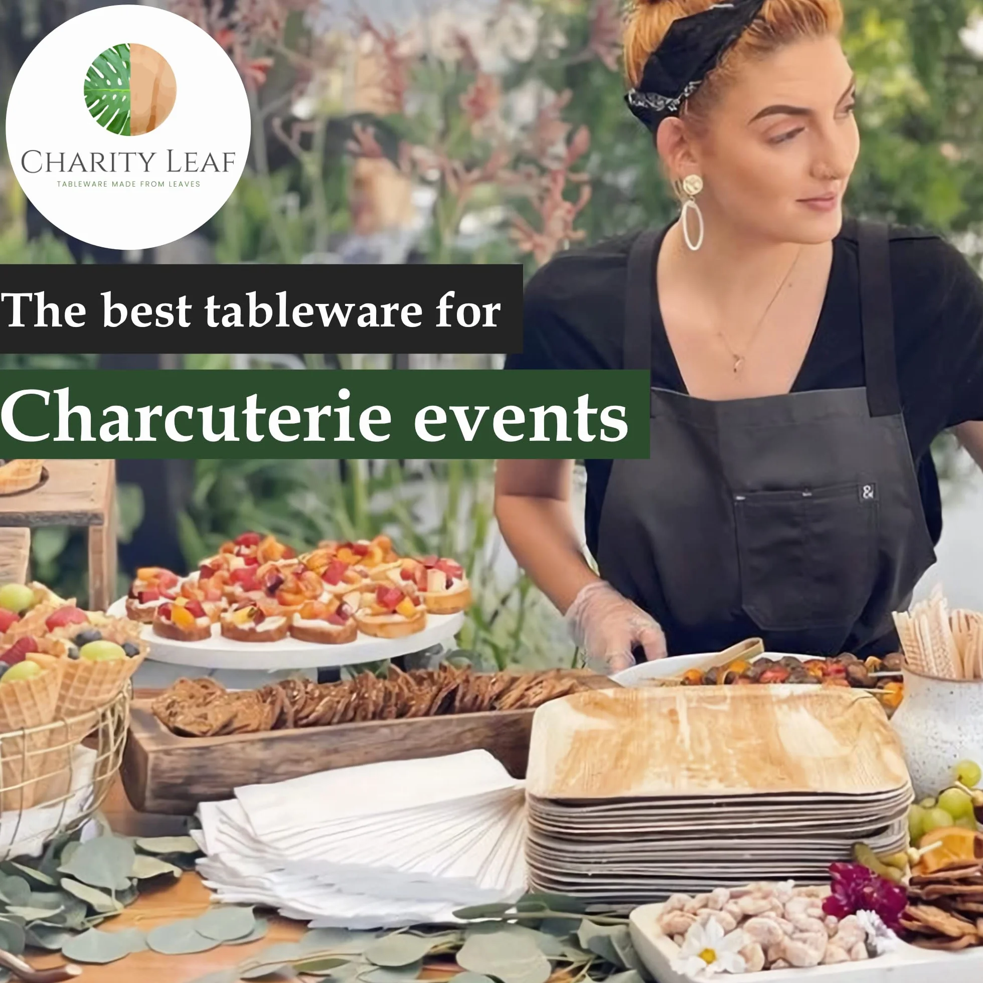 Charity Leaf Platos de cena compostables de hoja de palma con compartimento cuadrado de 10 pulgadas (paquete de 25) | Premium, 100% natural, desechable, resistente, perfecto para fiestas, bodas y